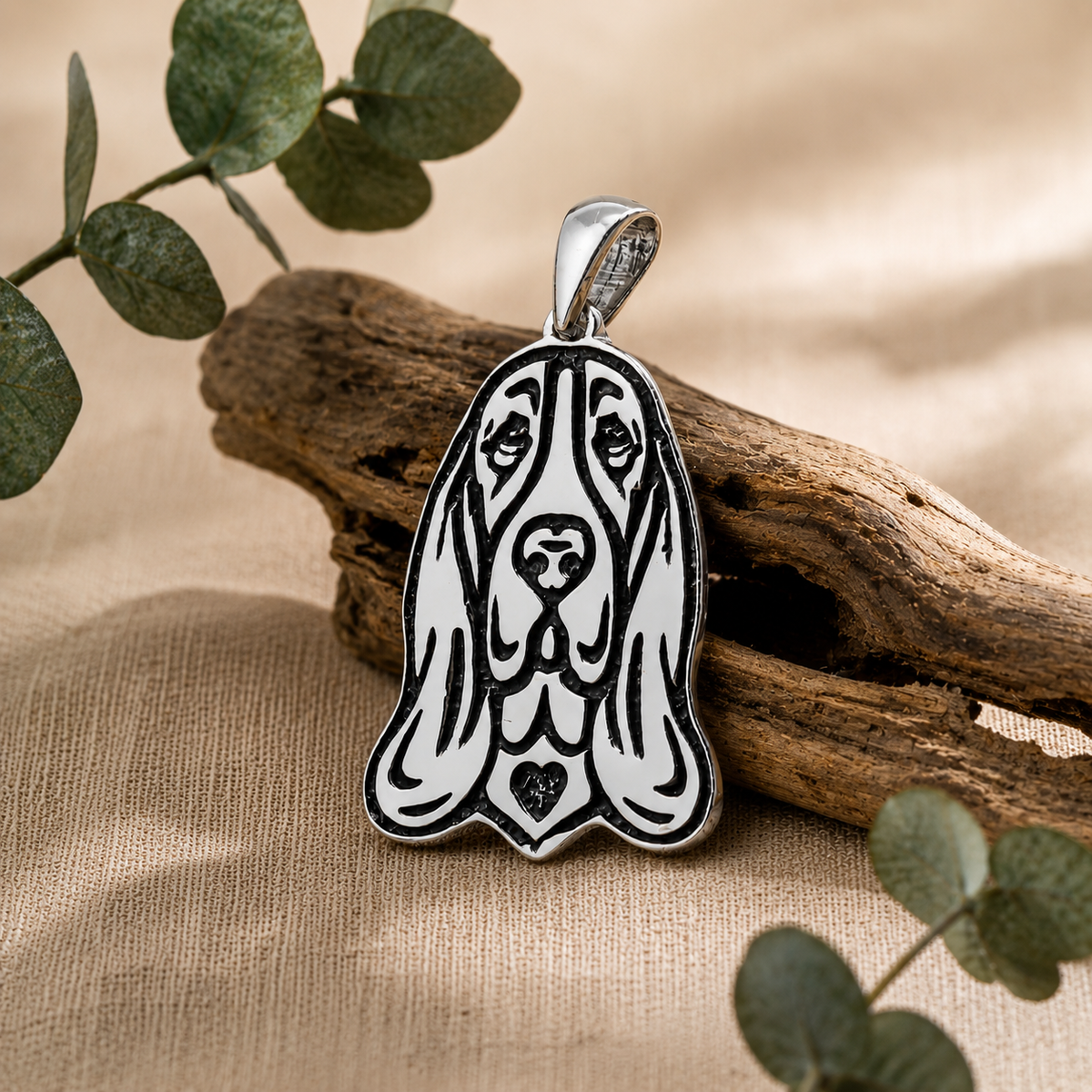 Colgante Placa Perro Baseet Hound en Plata 925