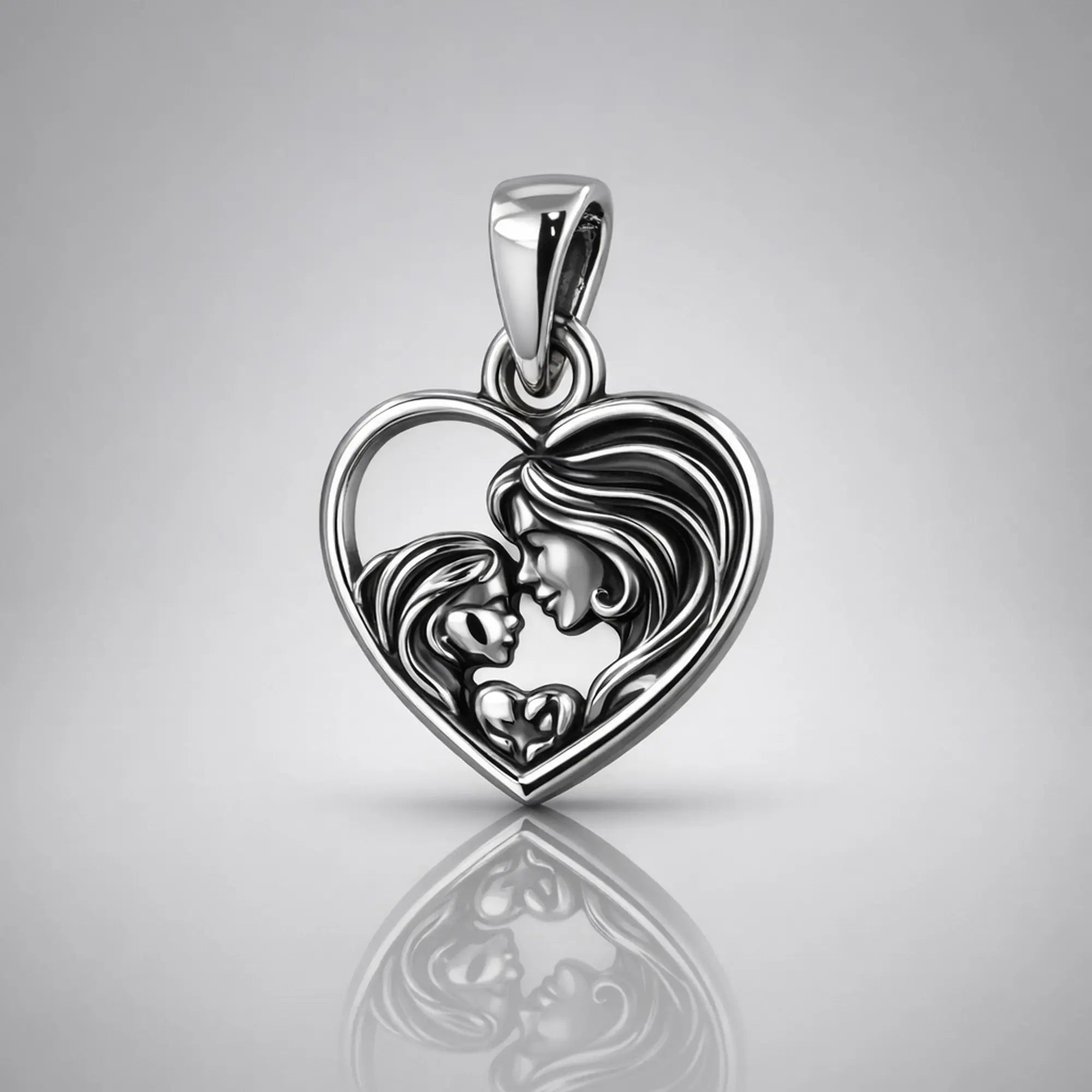 Colgante Mamá e Hija Miniatura en Plata 925