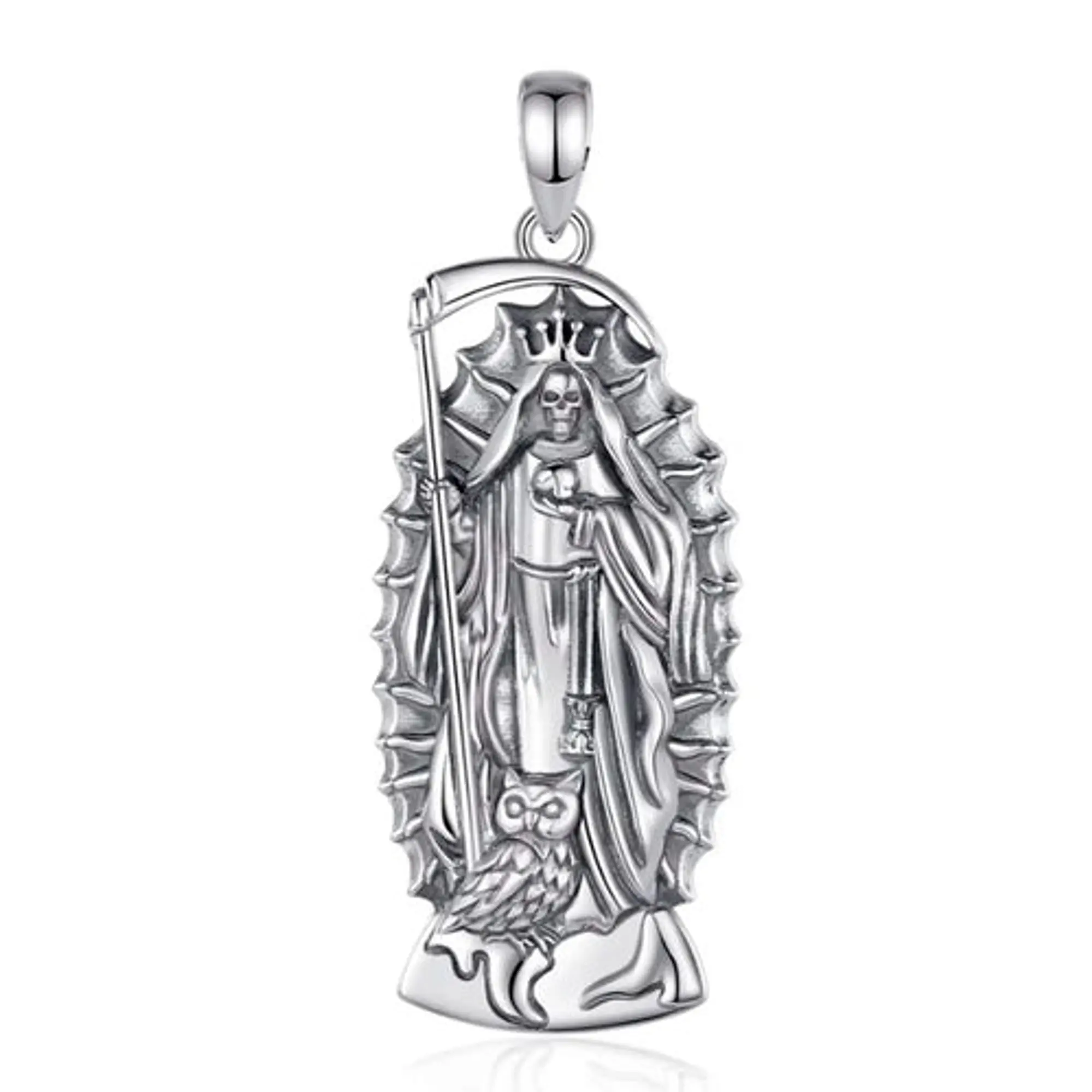 Colgante Santa Muerte de Gran Tamaño en Plata 925