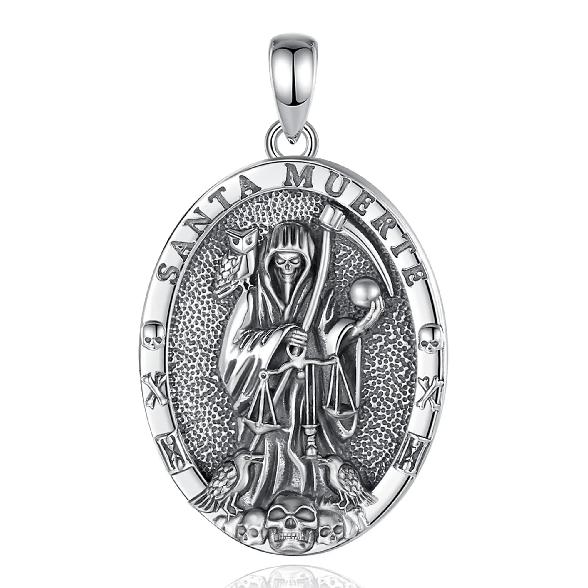 Colgante Santa Muerte con Guadaña en Plata 925