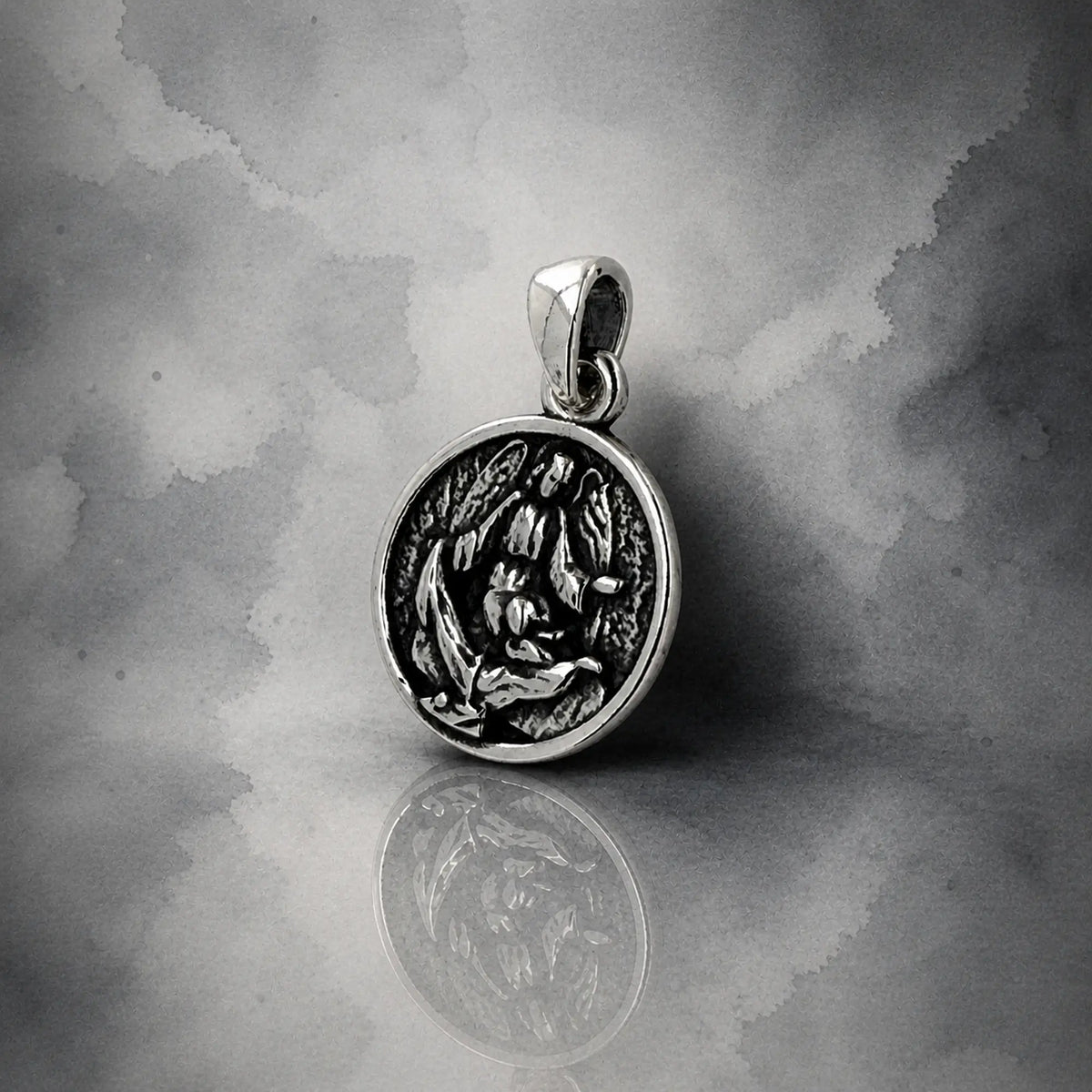 Colgante Medalla Ángel de la Guarda 14mm en Plata 925