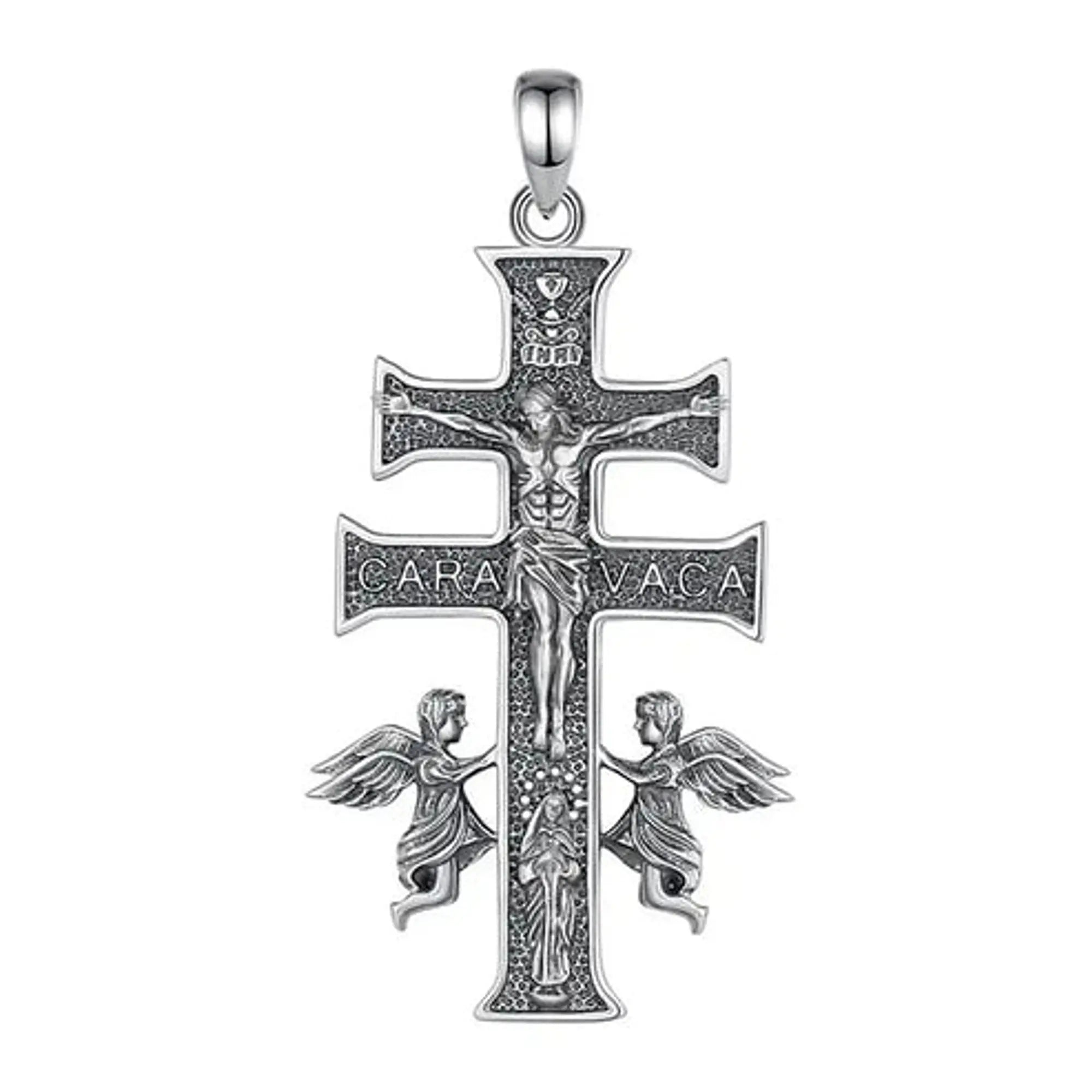 Colgante Cruz de San Benito Envejecida en Plata 925