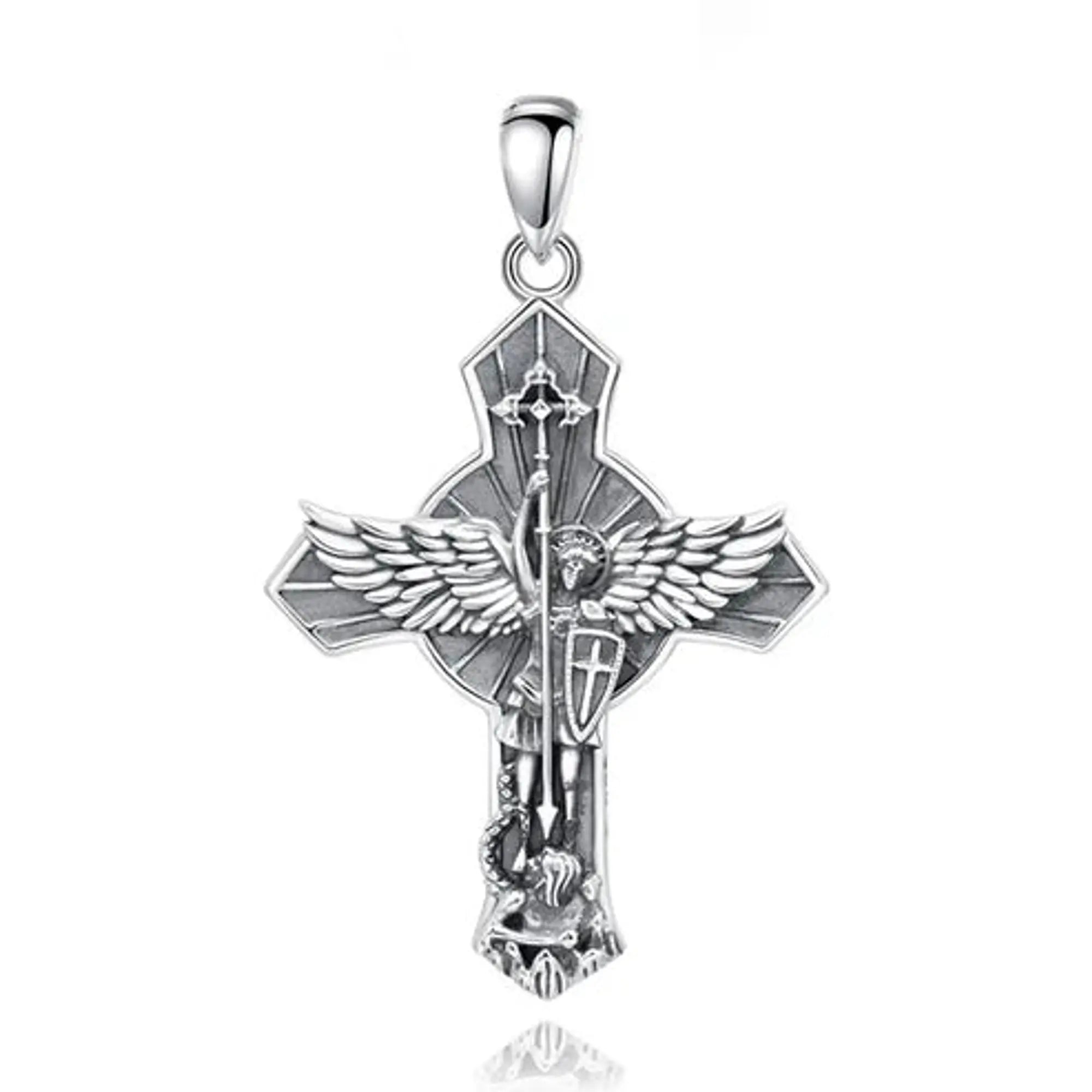 Colgante Cruz de San Benito Ovalada en Plata 925