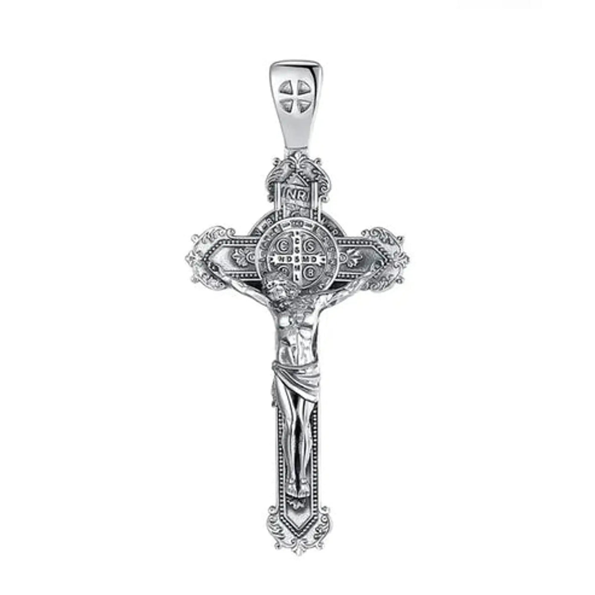 Colgante Cruz de San Benito Barroca en Plata 925