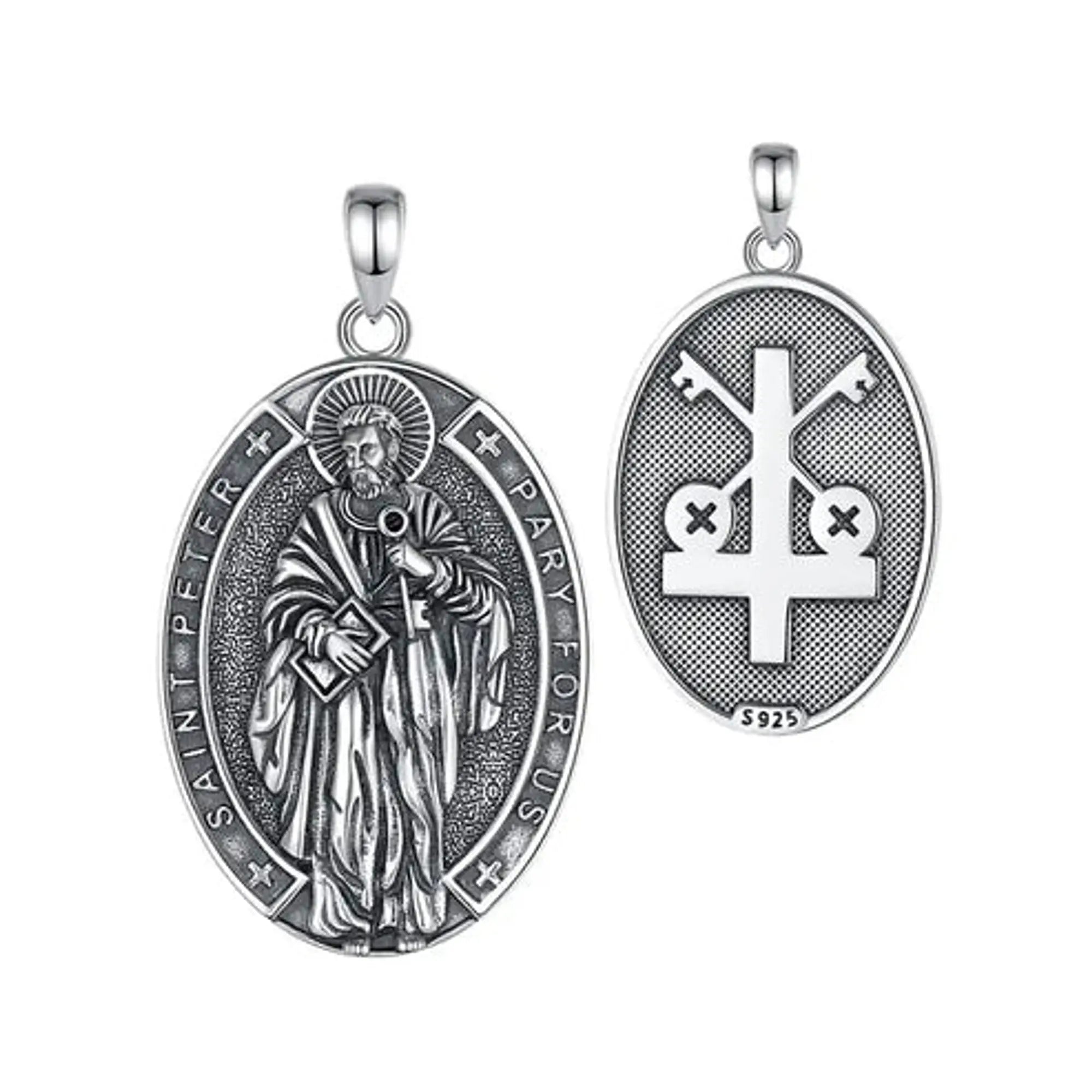 Colgante Medalla de San Pedro el Apóstol en Plata 925