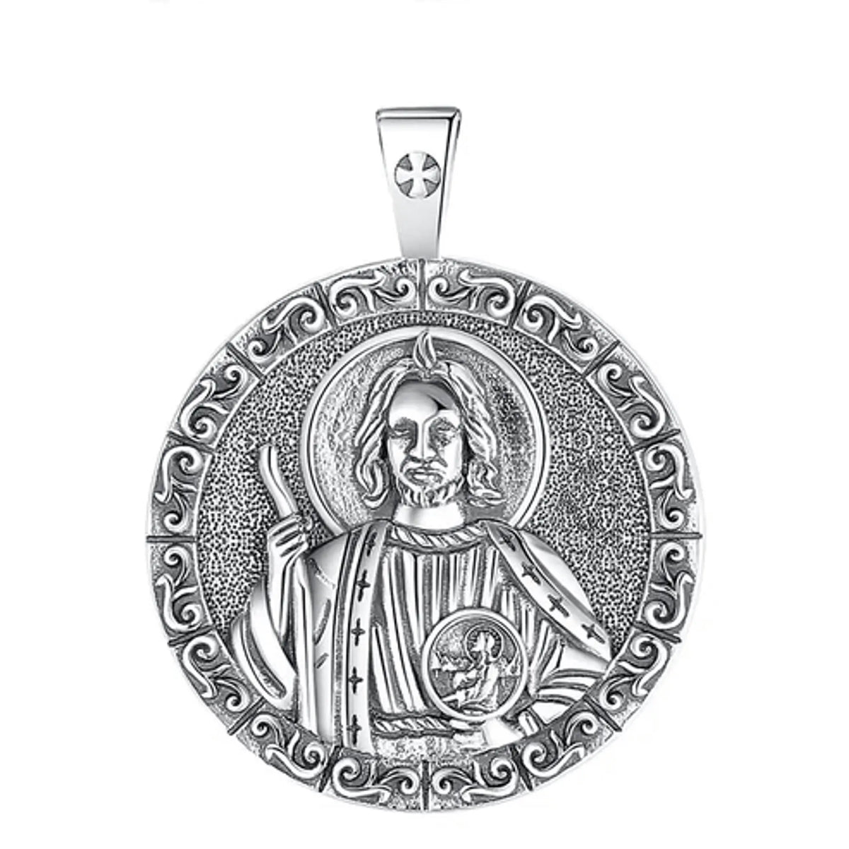 Colgante Medalla San Judas Tadeo Patrono Fe Plata 925