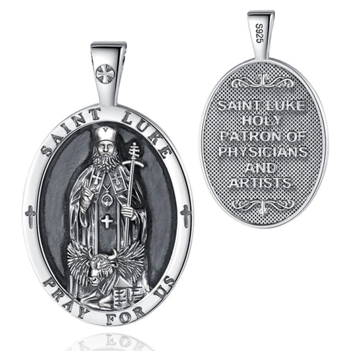 Colgante Medalla de San Lucas Evangelista Plata 925