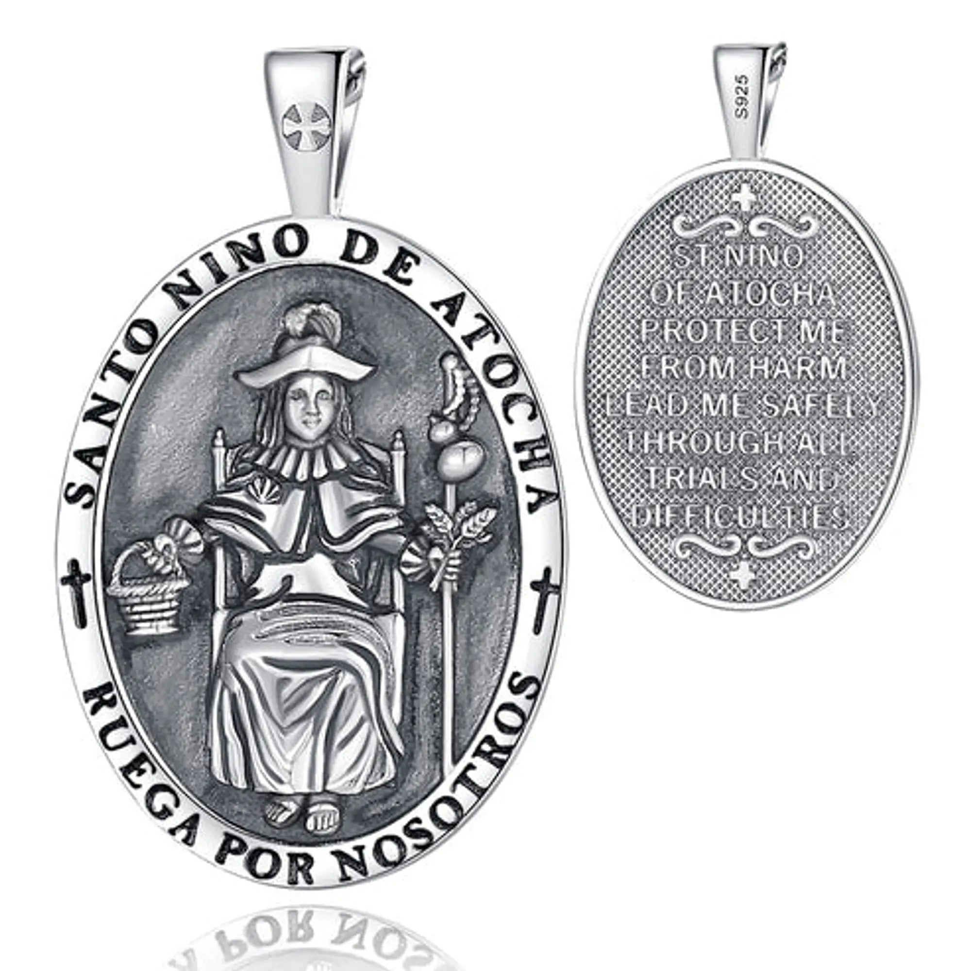 Colgante Medalla Santo Niño de Atocha en Plata 925