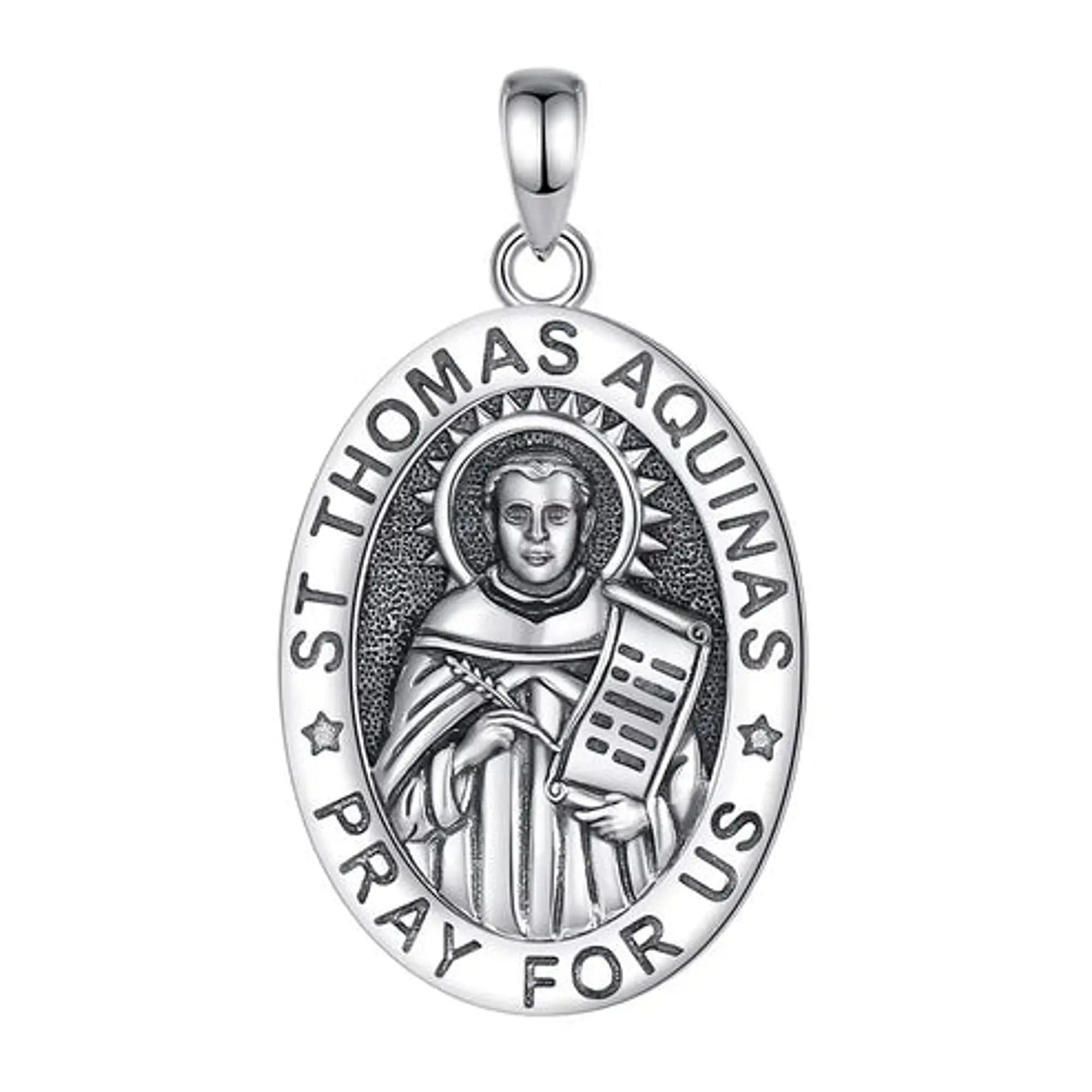 Colgante Medalla de Santo Tomás de Aquino en Plata 925