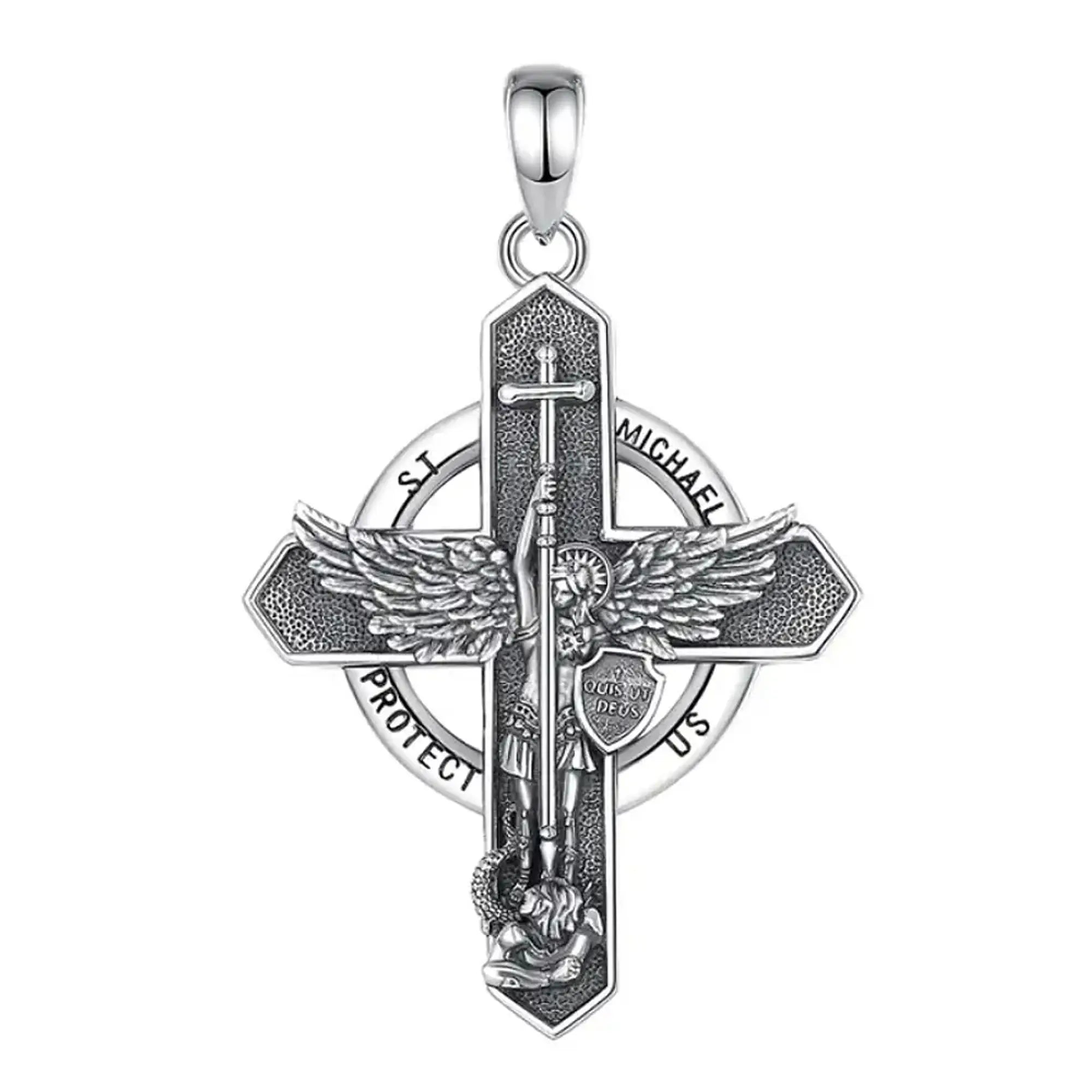 Colgante Cruz del Arcángel San Miguel Guerrero en Plata 925