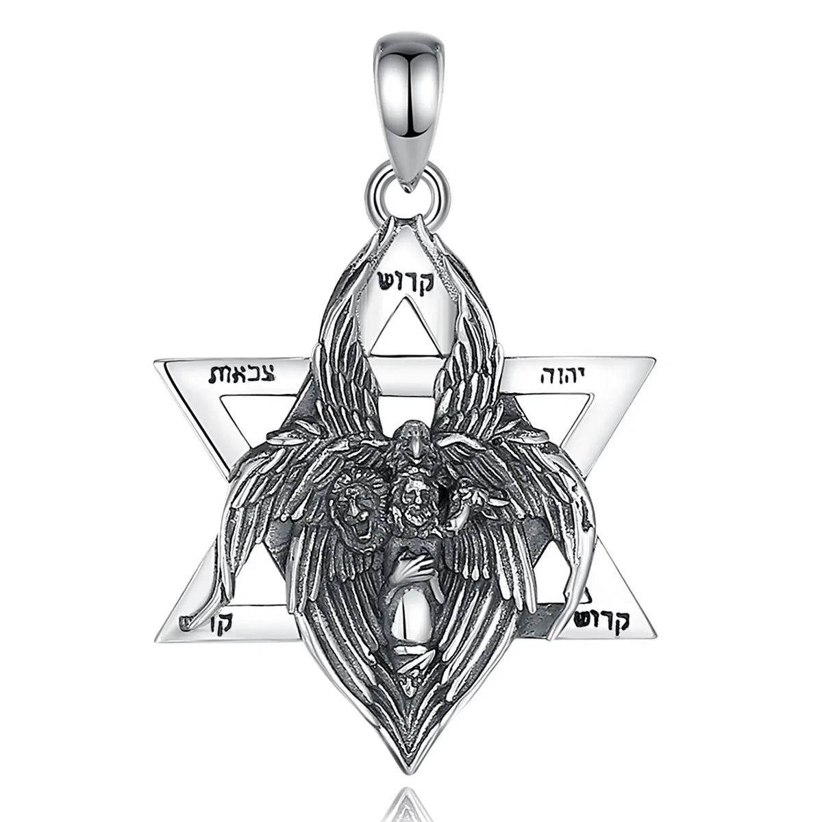 Colgante Estrella de David con Arcángel Miguel de Protección en Plata 925