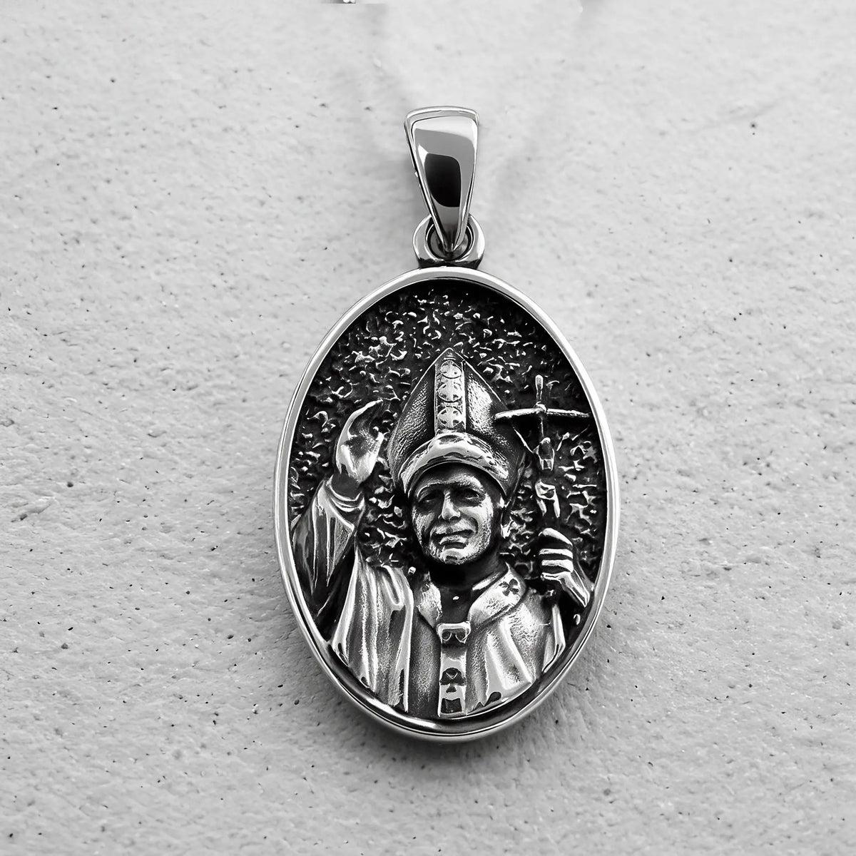 Colgante Medalla Bendición San Juan Pablo II en Plata 925