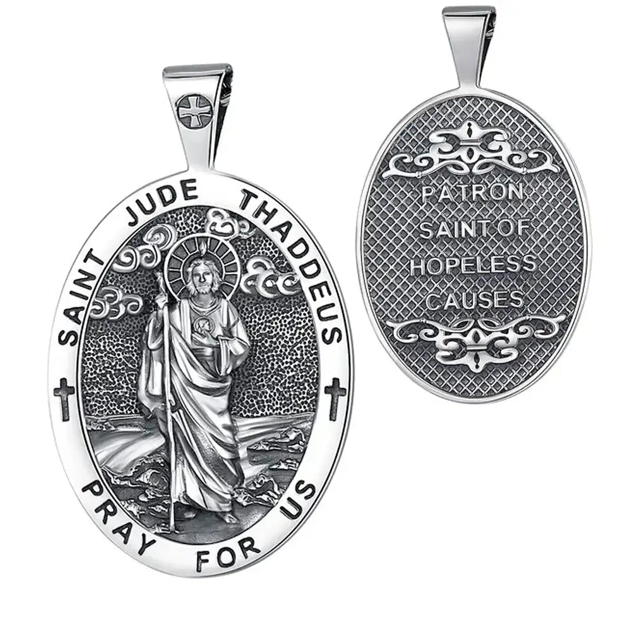 Colgante Medalla San Judas Tadeo Patrón Casos Imposibles Plata 925