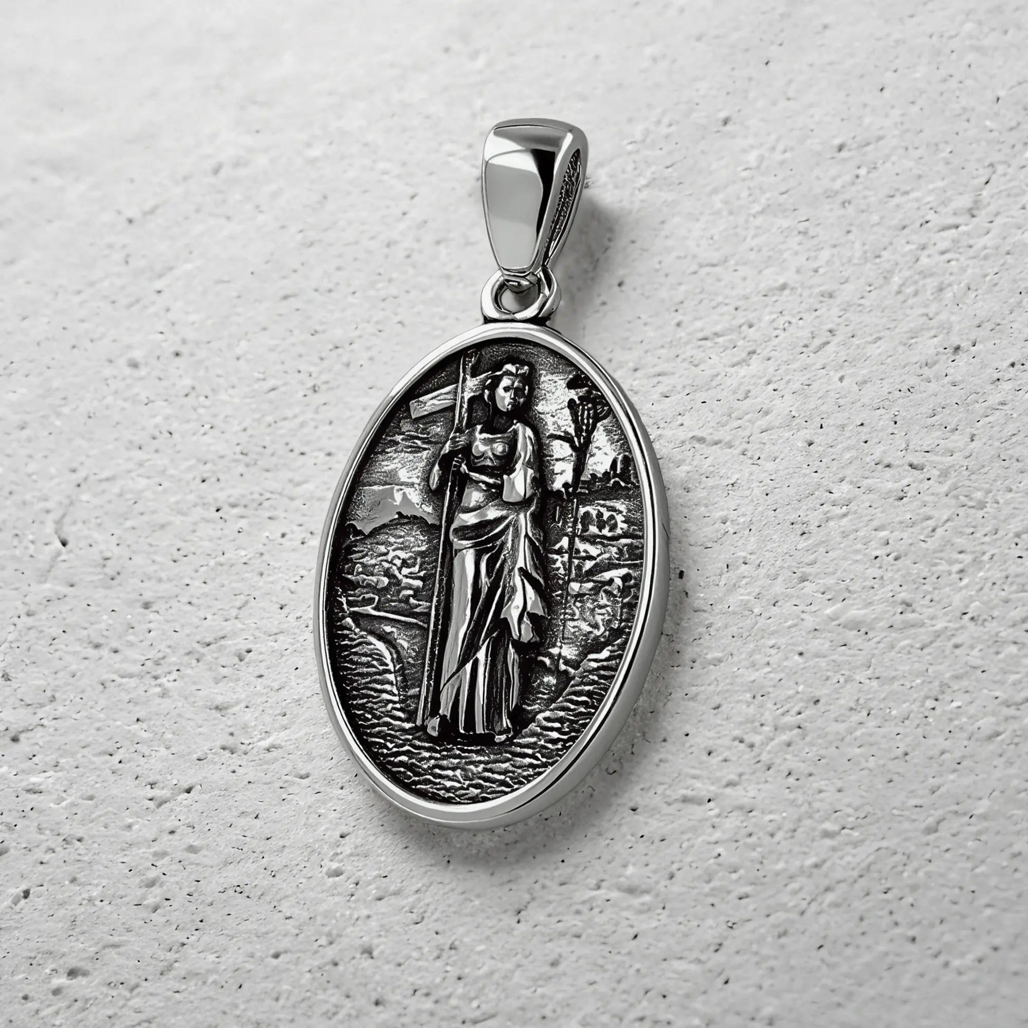 Colgante Medalla Santa Elena Emperatriz en Plata 925