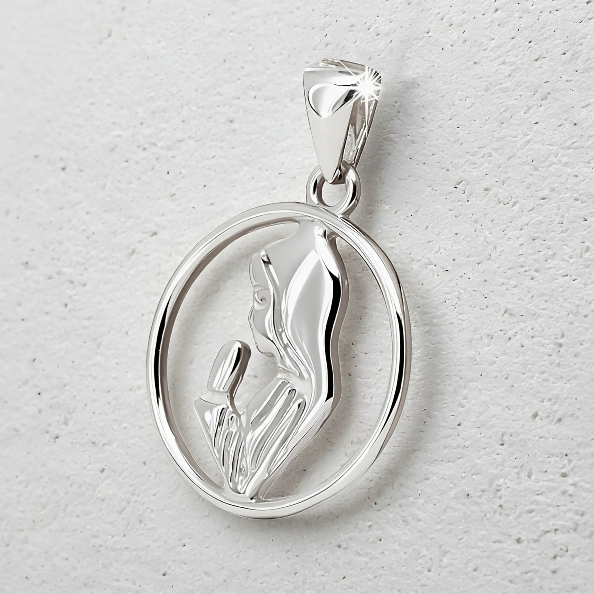 Colgante Medalla de la Virgen Niña (Divina Infantita) Plata 925