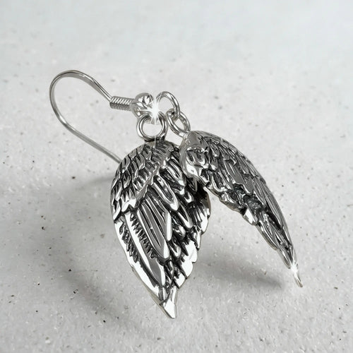 Aros Colgantes Alas de Ángel en Plata 925
