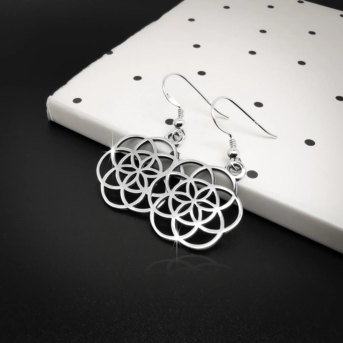 Aros Colgantes Flor de la Vida en Plata 925