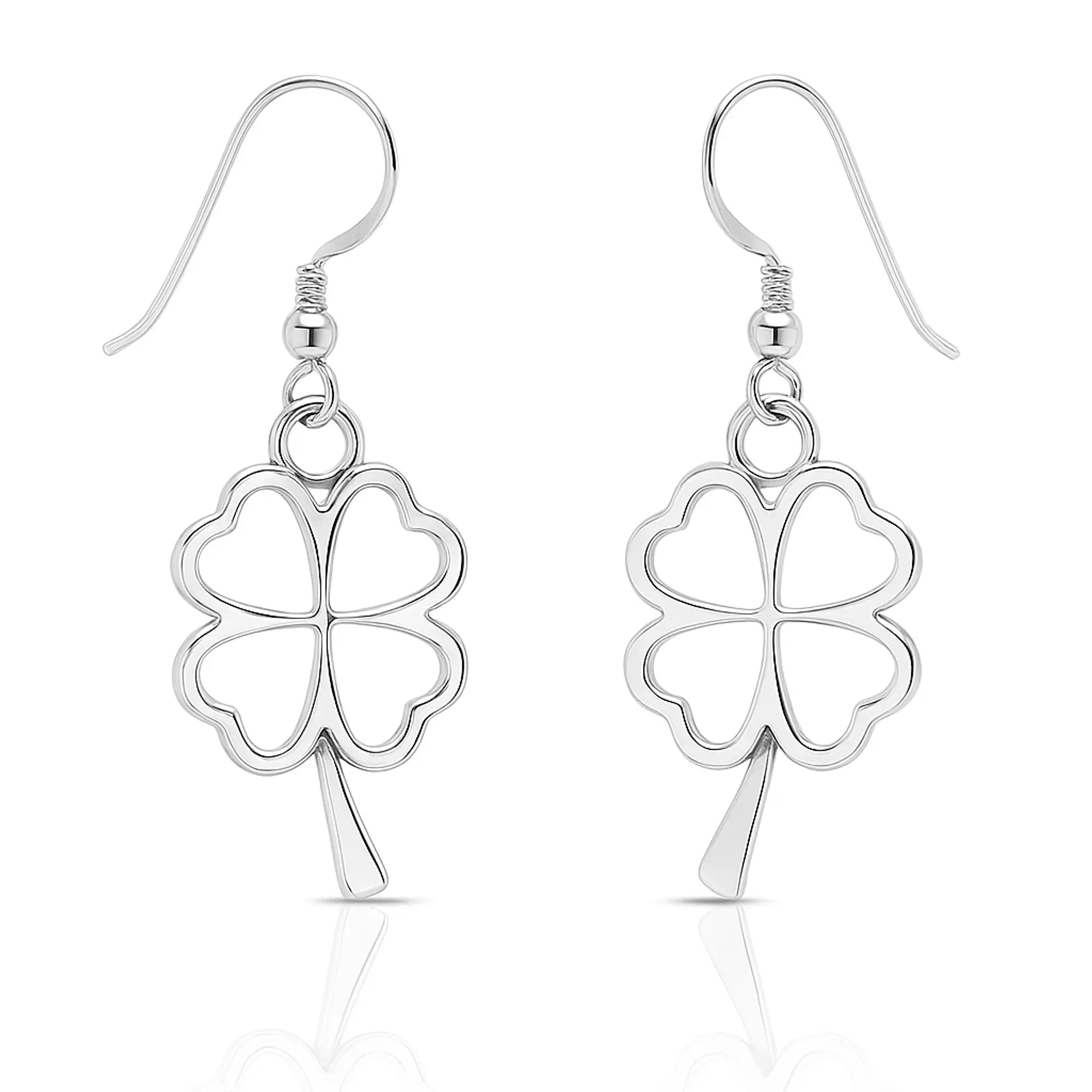 Aros Colgantes Hoja de Trébol en Plata 925