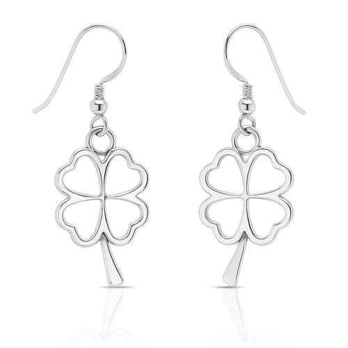 Aros Colgantes Hoja de Trébol en Plata 925