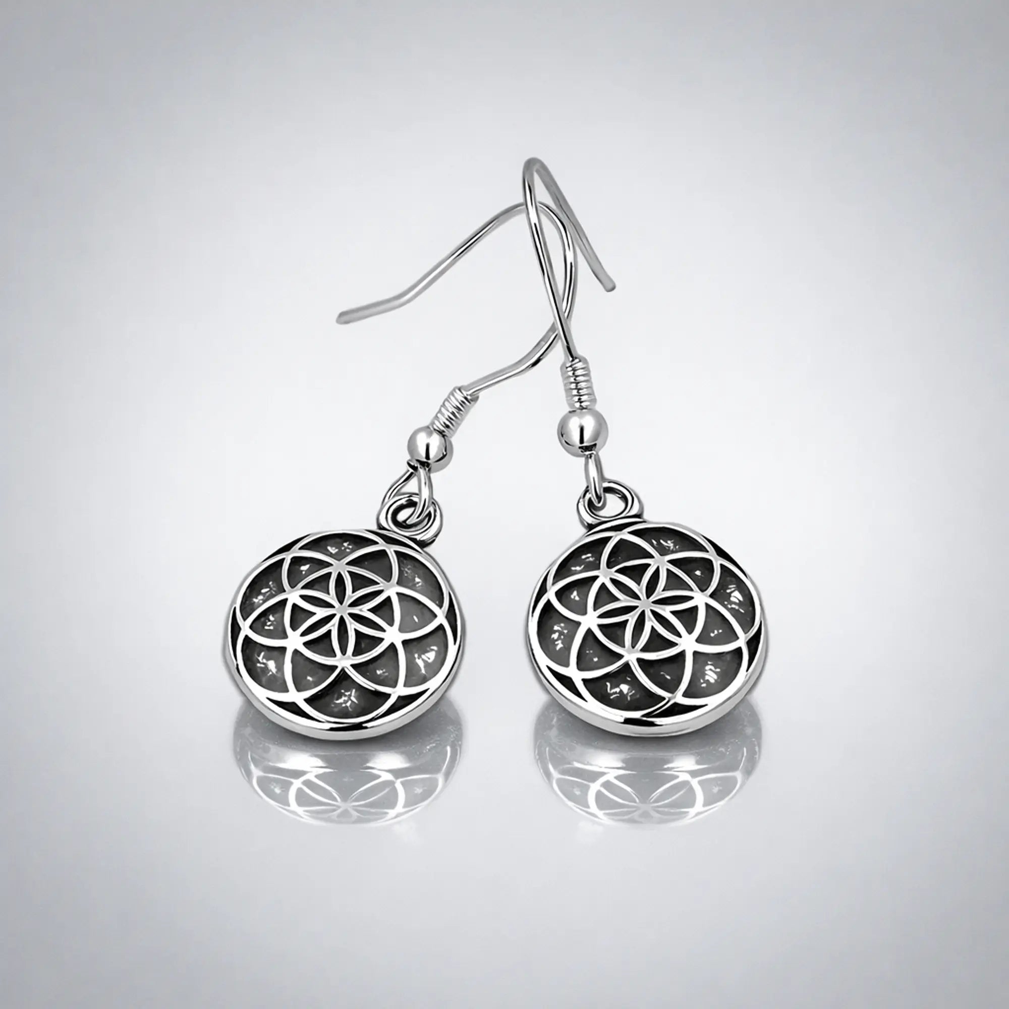 Aros Colgantes Semilla de la Vida en Plata 925