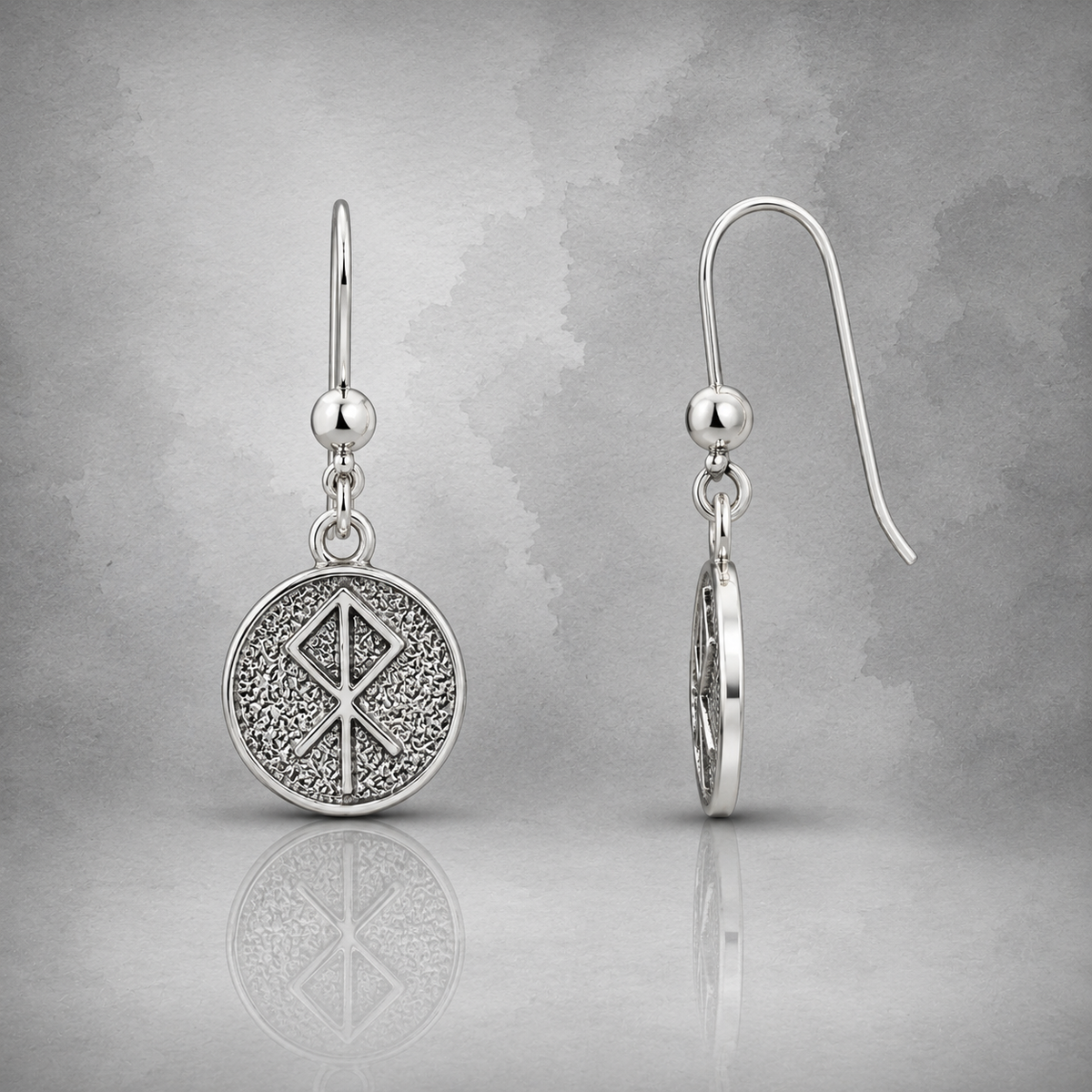Aros Colgantes Runa Othala en Plata 925