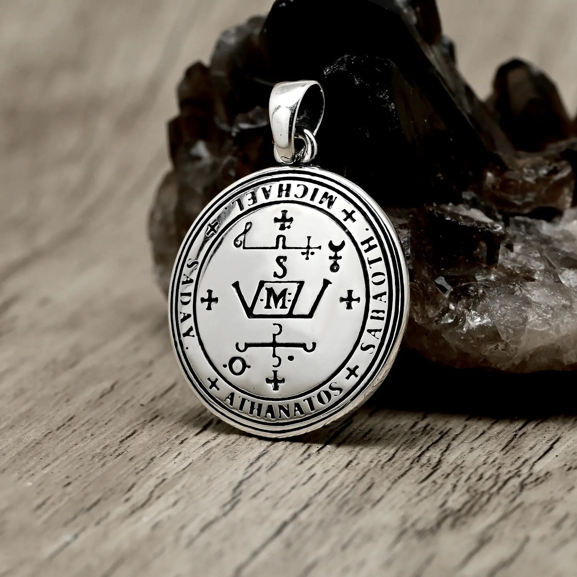 Colgante Medalla Saint Michael Protect Us Plata 925