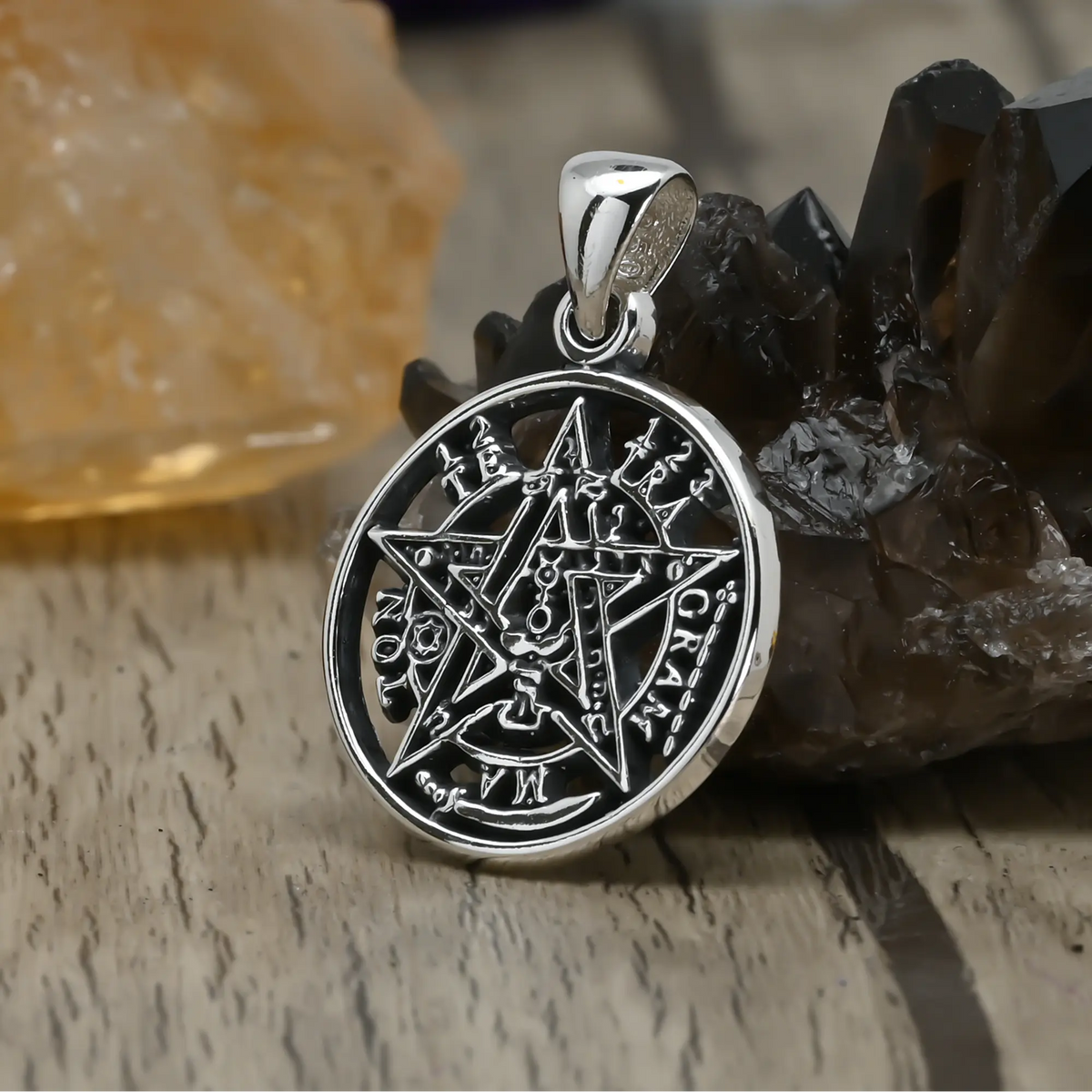 Colgante Tetragramatón con Cruz de Caravaca Plata 925