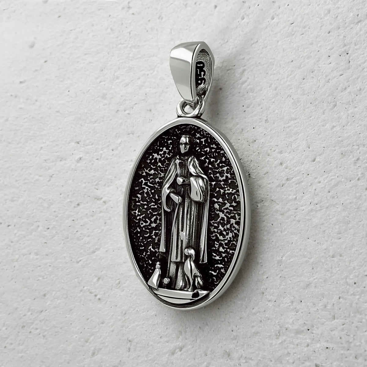 Colgante Medalla de San Martín de Porres en Plata 925