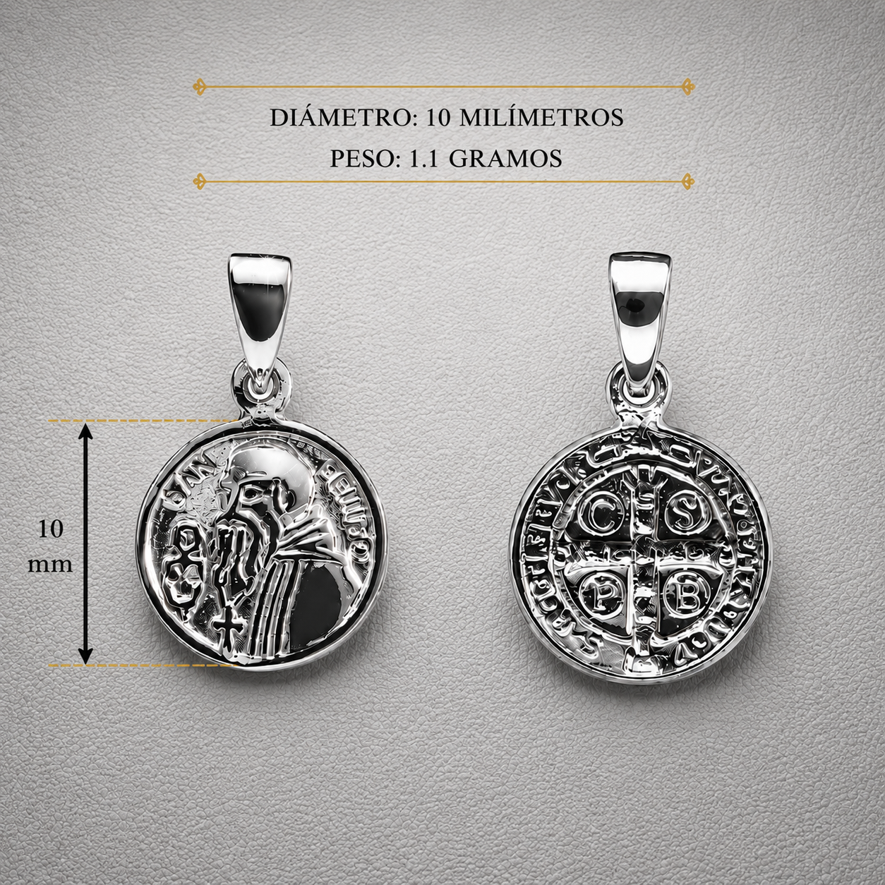 Colgante Medalla de San Benito Envejecida Plata 925