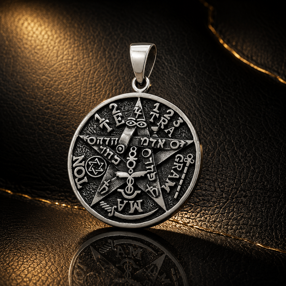 Colgante Tetragramatón con Fases Lunares Plata 925