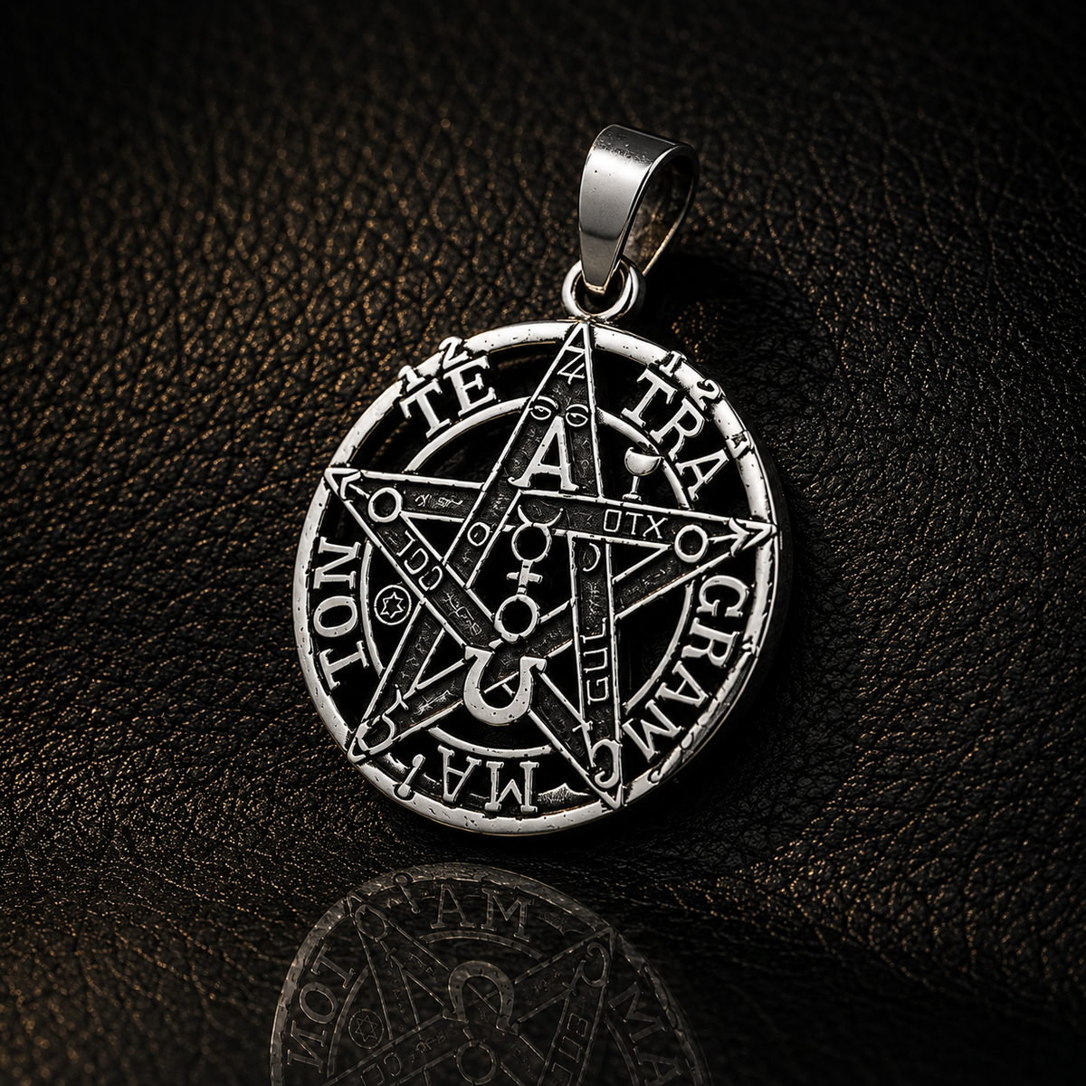 Colgante Medallón Tetragramatón Pentagrama de Luz Plata 925