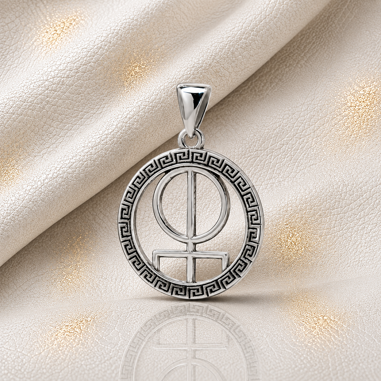 Colgante Runa Del Amor con Greco Calada 21mm en Plata 925