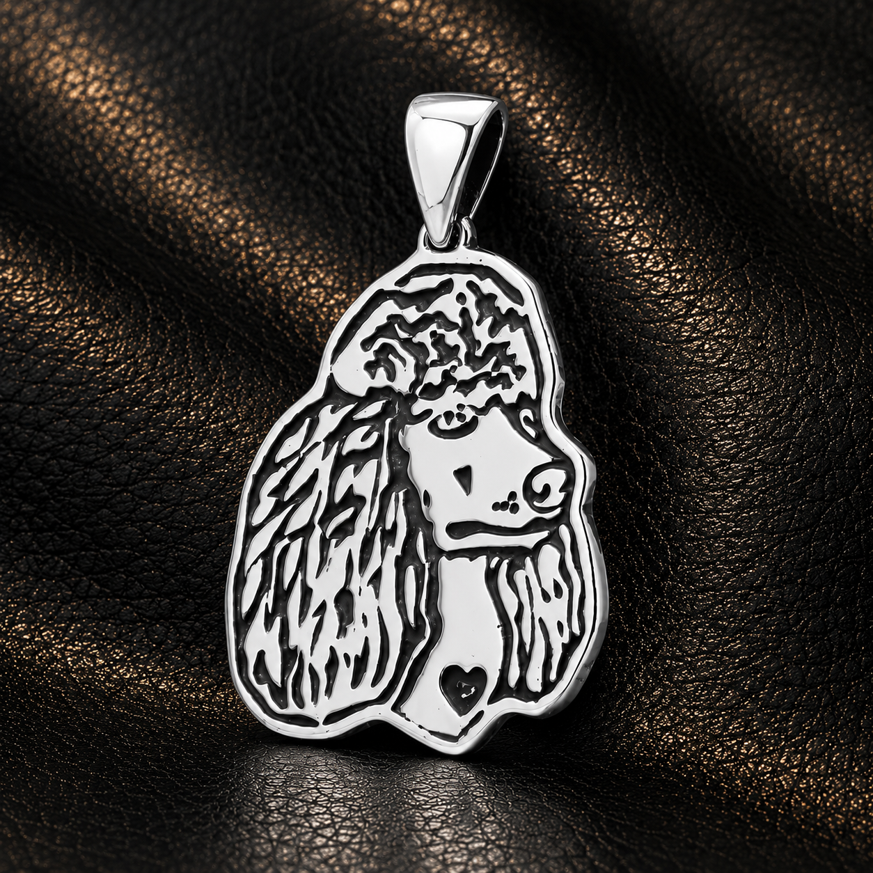 Colgante Placa Perro Poodle en Plata 925