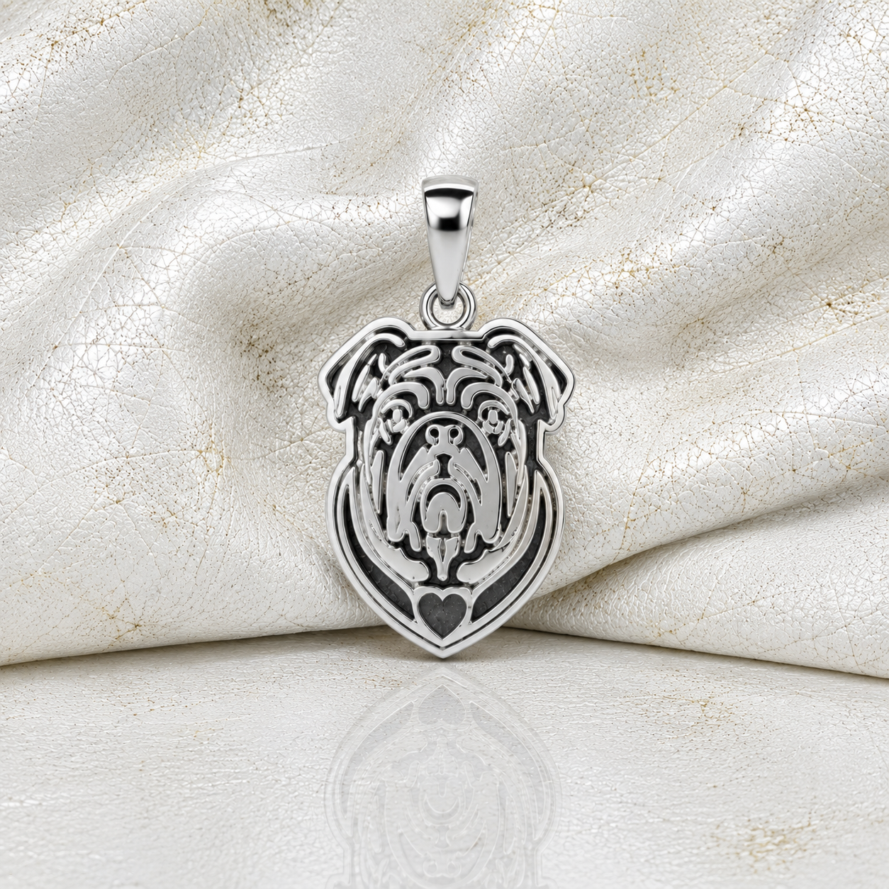 Colgante Placa Perro Bulldog en Plata 925