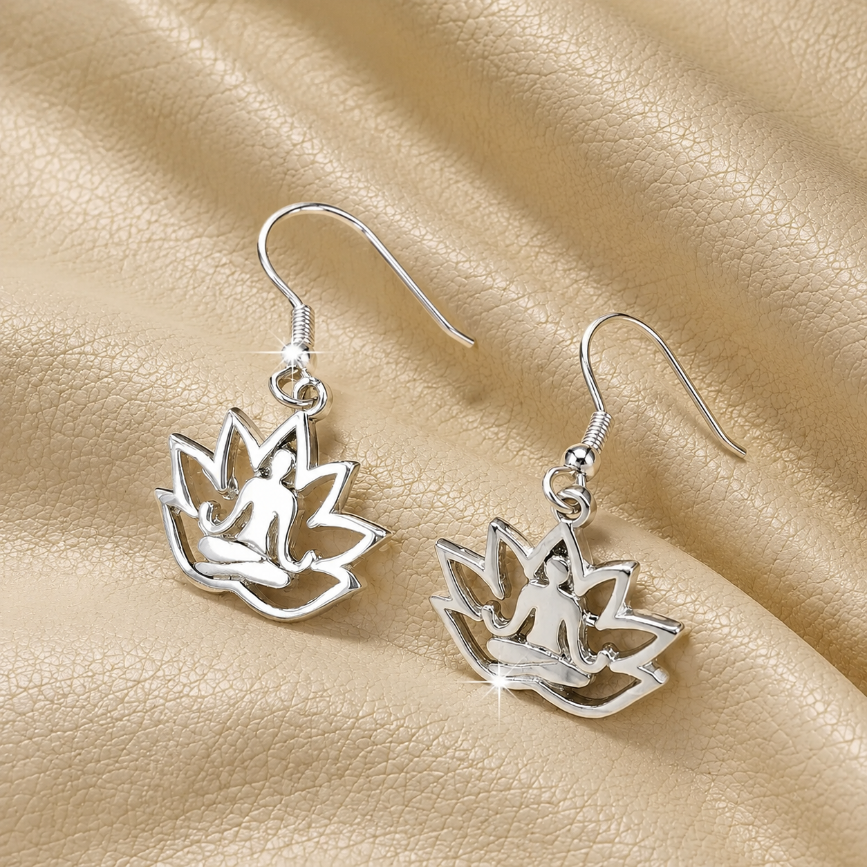 Aros Colgantes Flor de Loto Yoga en Plata 925