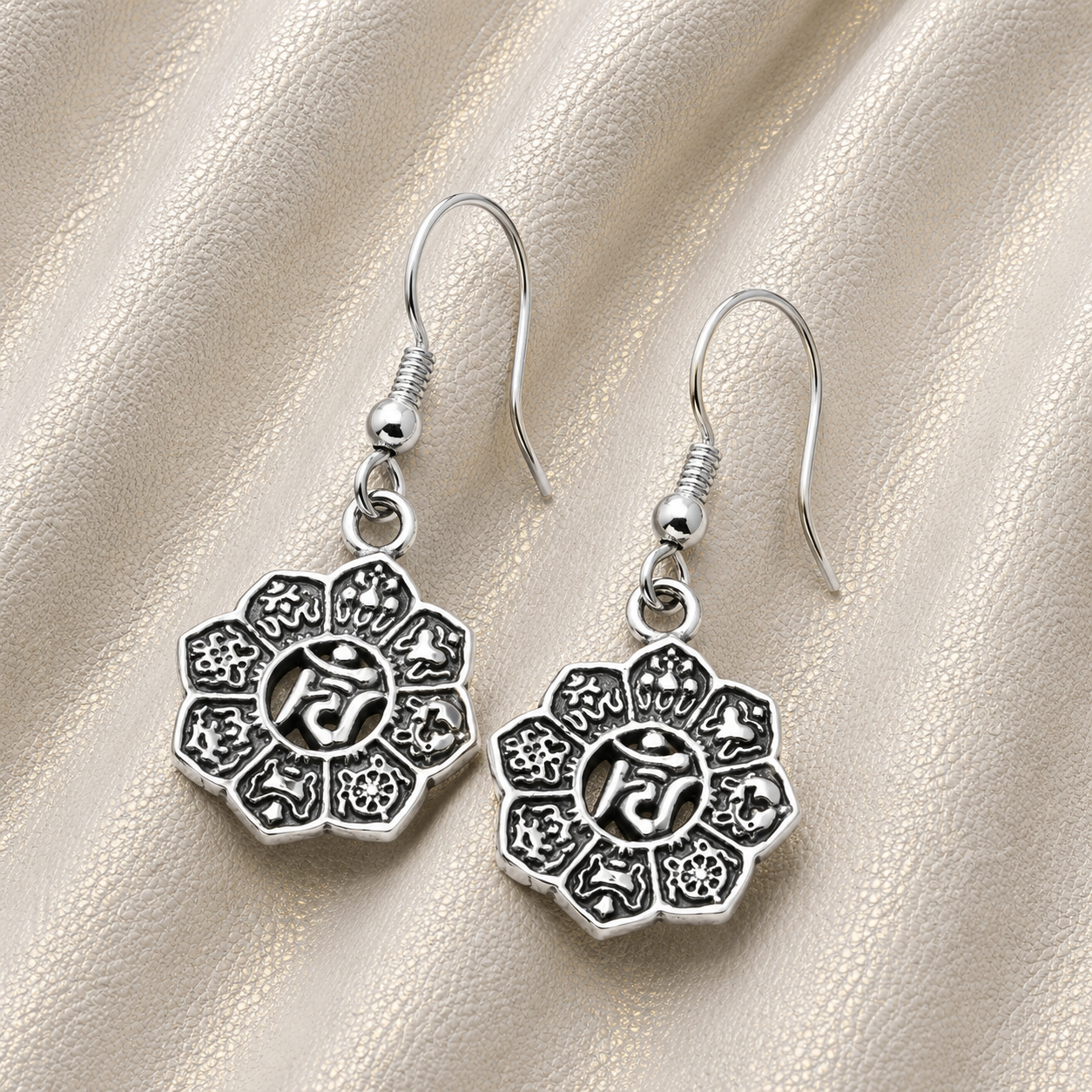 Aros Colgantes Mandala Ashta en Plata 925