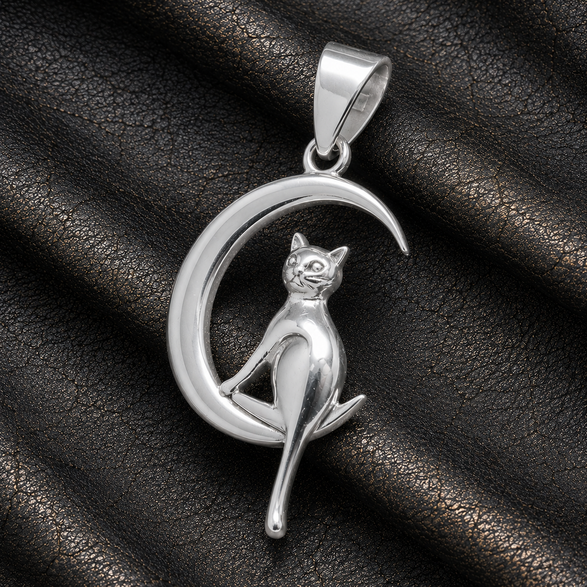 Colgante Gato en la Luna en Plata 925