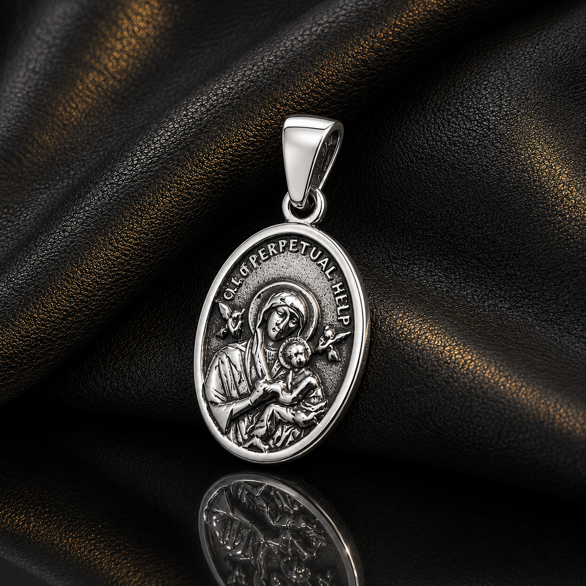 Colgante Medalla Nuestra Señora del Perpetuo Socorro Plata 925