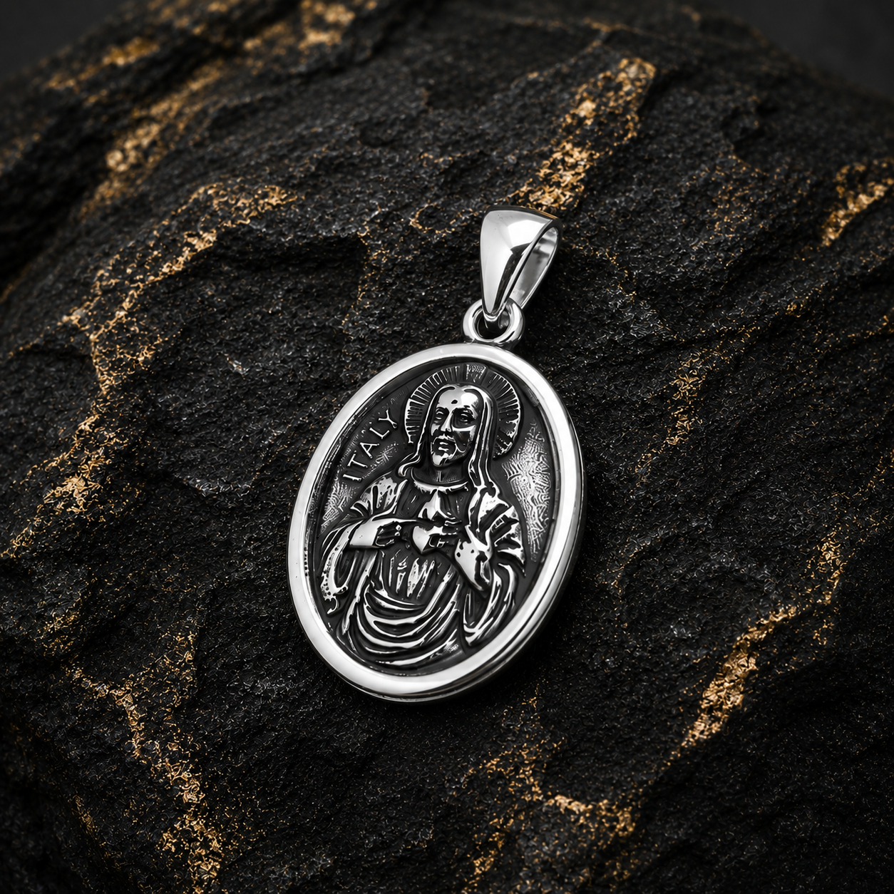 Colgante Escapulario Virgen del Carmen y Sagrado Corazón Plata 925