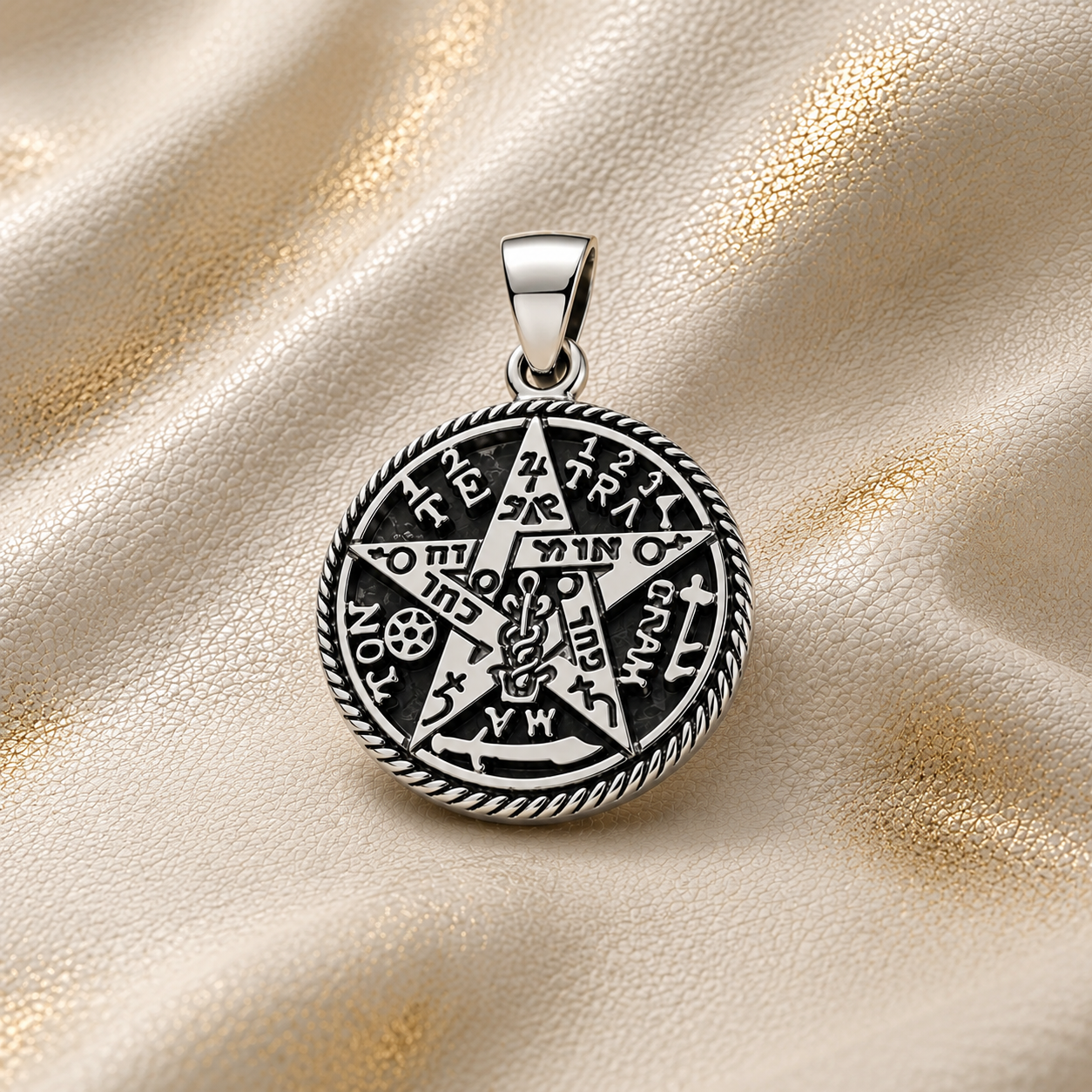 Colgante Tetragramatón Sólido de Trabajo Místico Plata 925