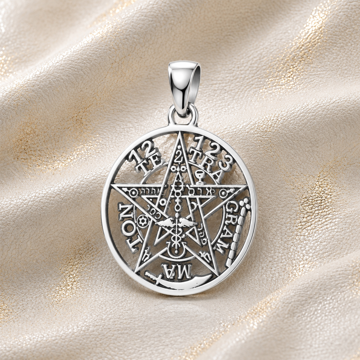 Colgante Tetragramatón con Flor de la Vida Plata 925