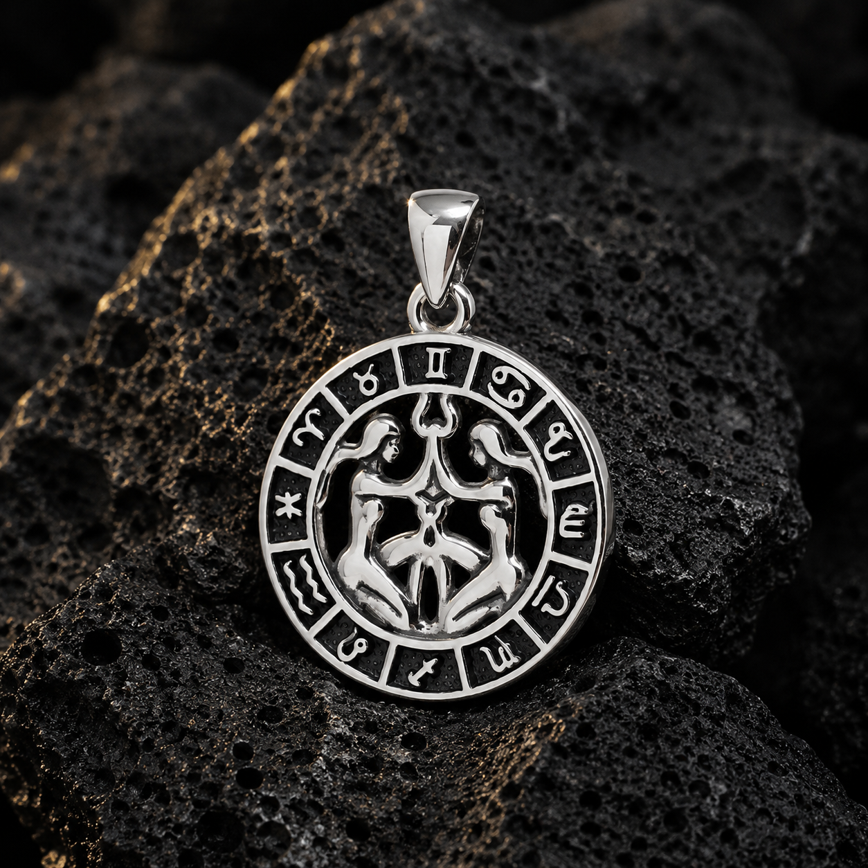 Colgante Signo Zodiacal Géminis Símbolo Plata 925