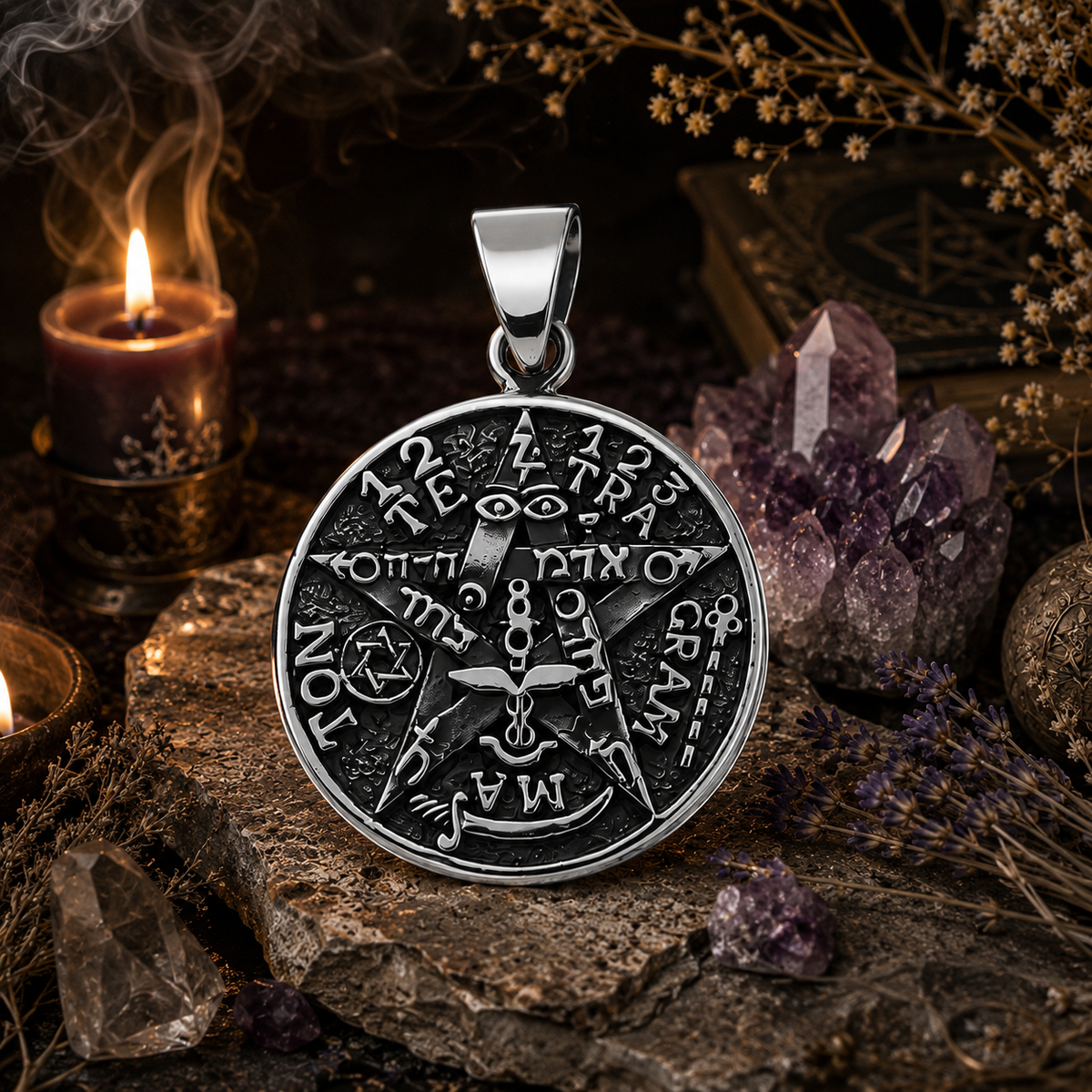 Colgante Tetragramatón con Sello de Salomón Plata 925