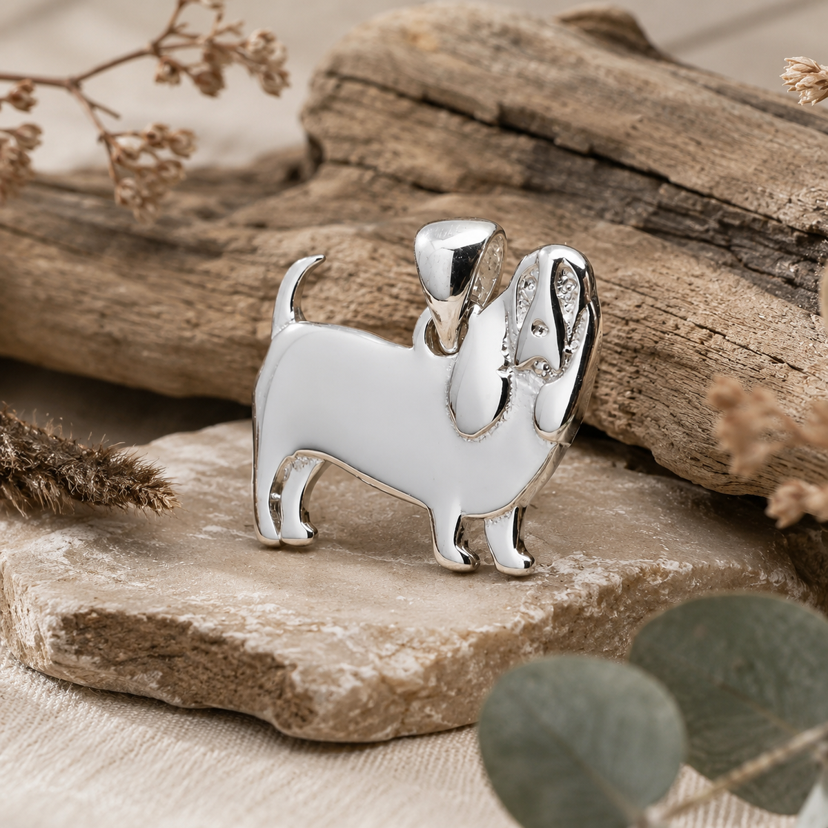 Colgante Perro Basset Hound en Plata 925