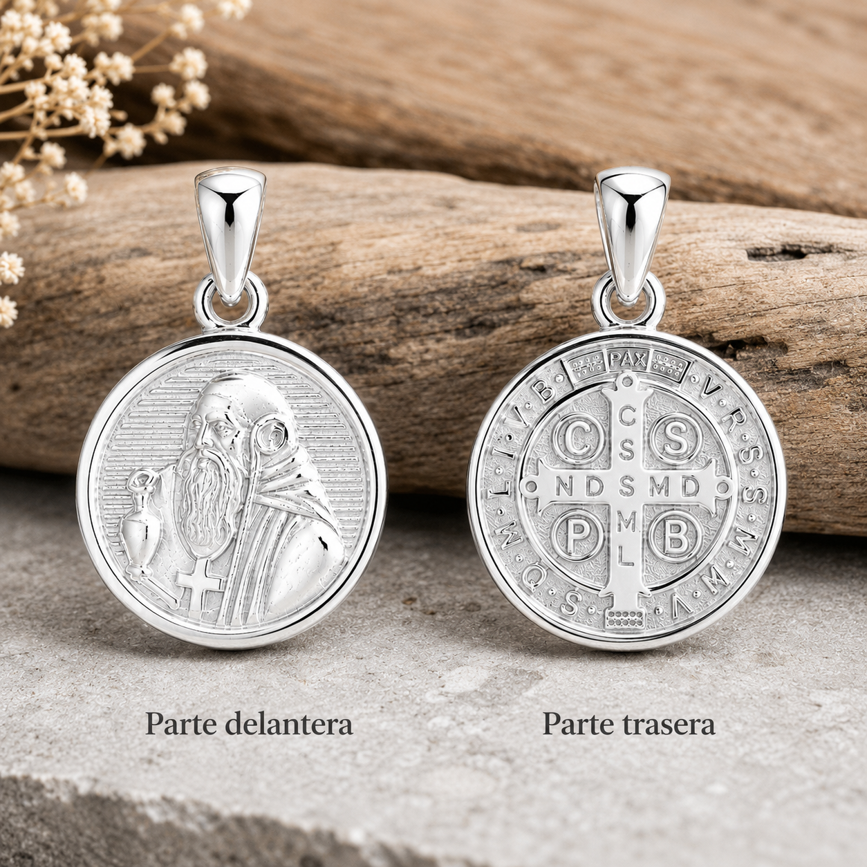 Colgante Medalla San Benito Miniatura en Plata 925