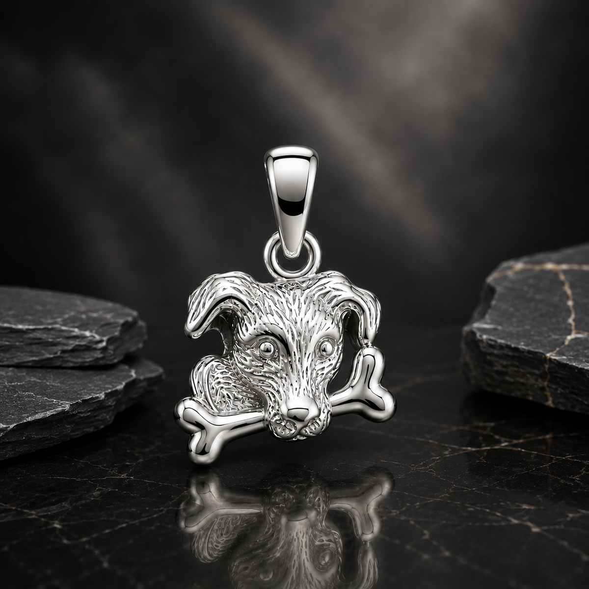 Colgante Perro con Hueso en Plata 925