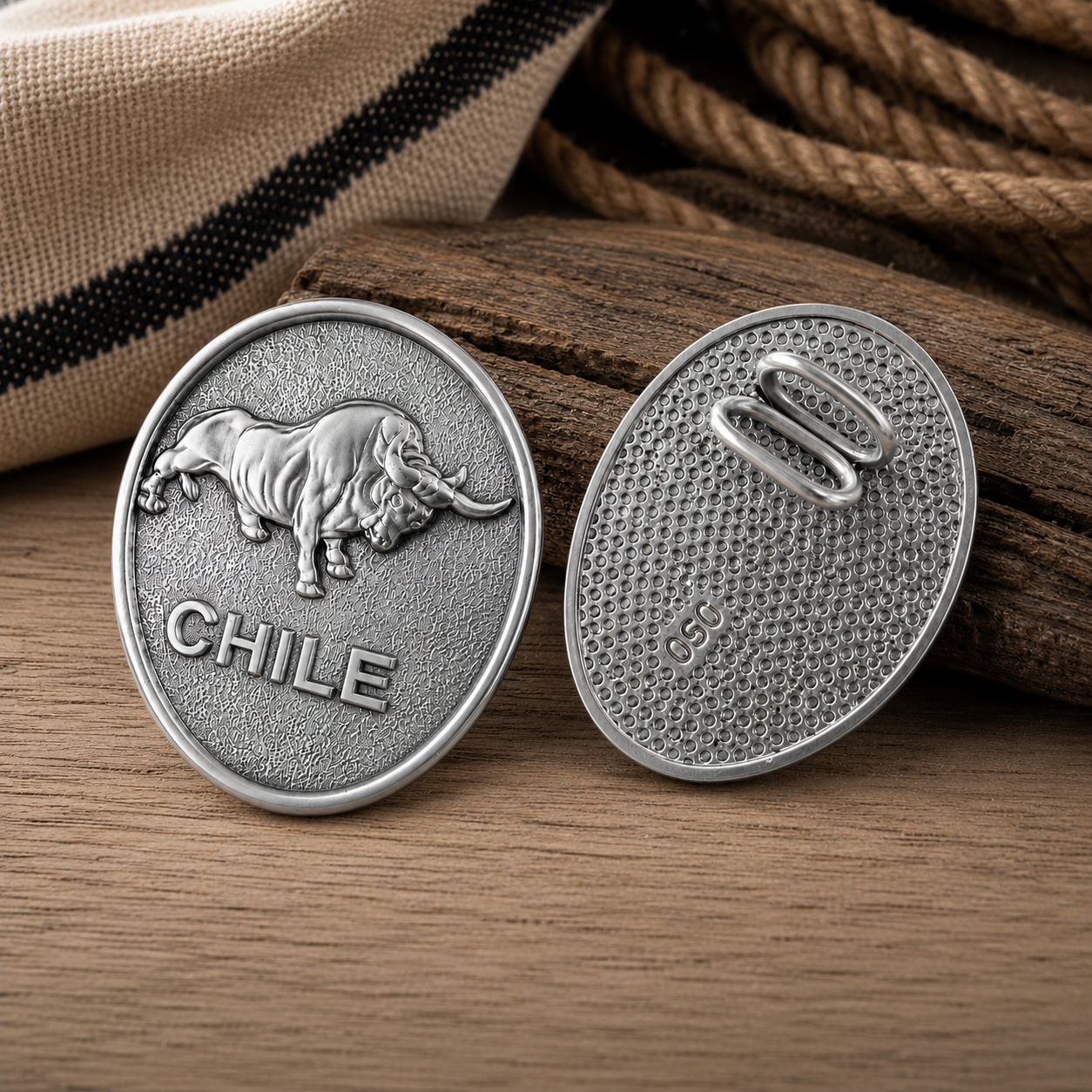 Colgante Corbatero Toro Chileno en Plata 925