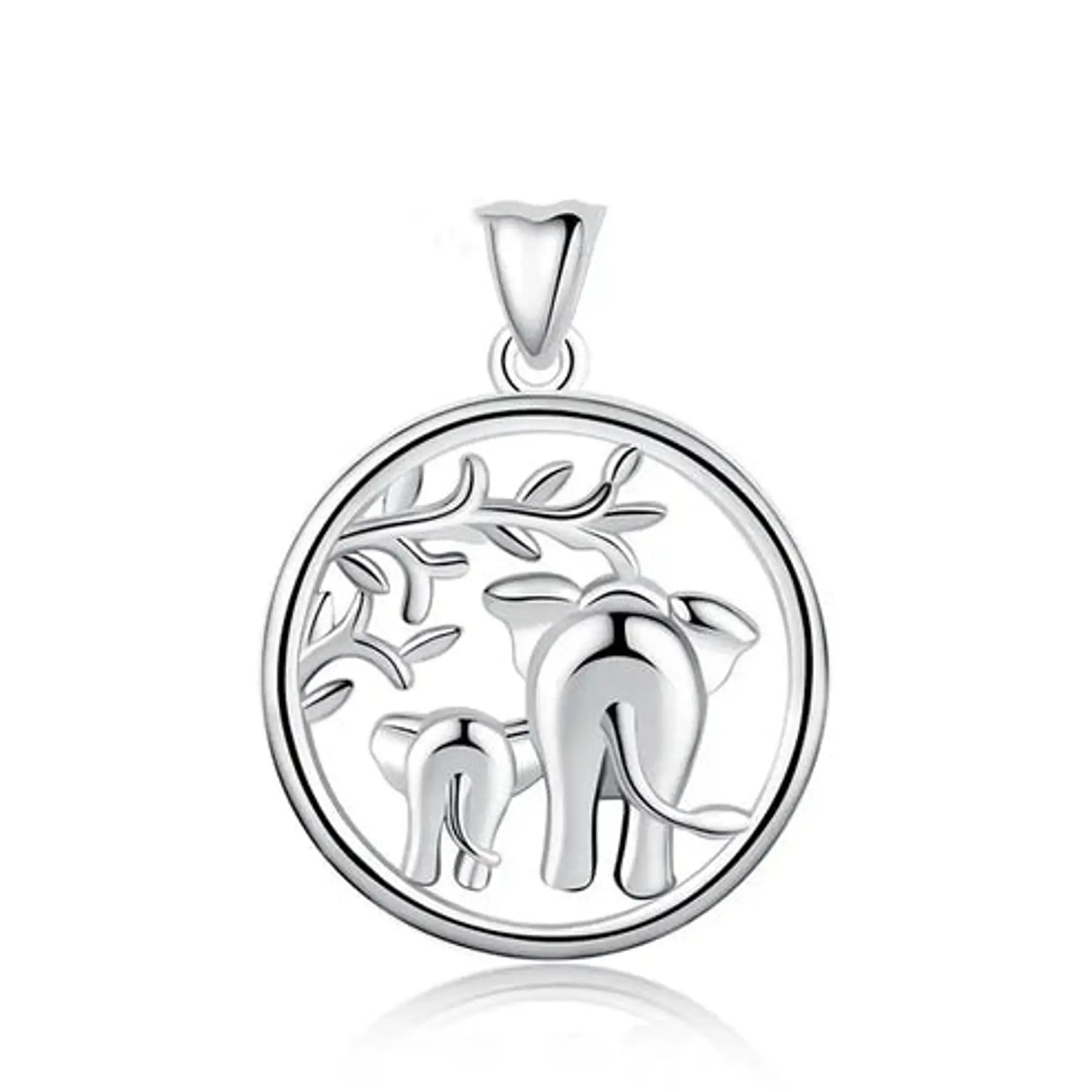 Colgante Mamá e Hijo Elefante 16mm en Plata 925