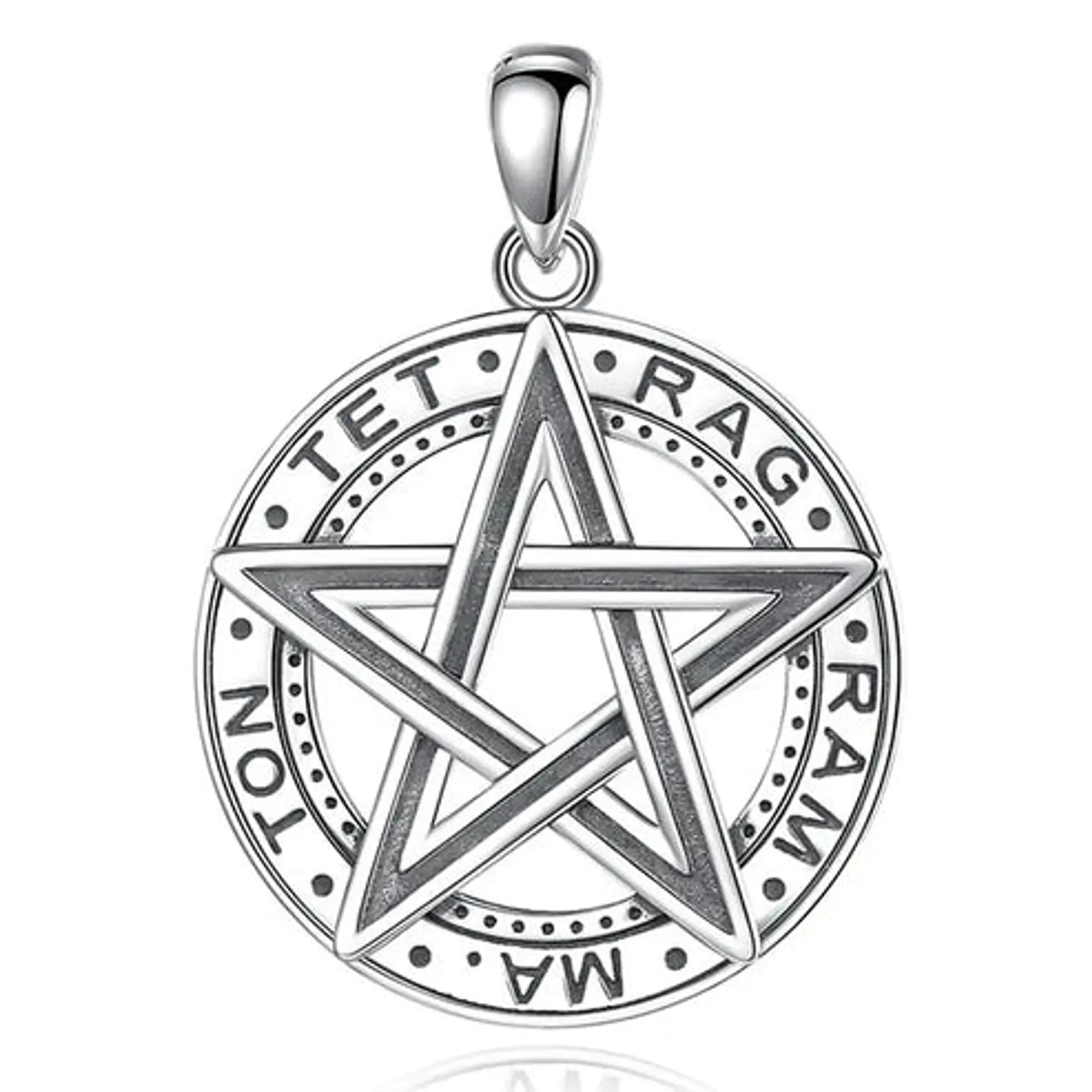 Colgante Tetragramatón con Borde Dentado Plata 925