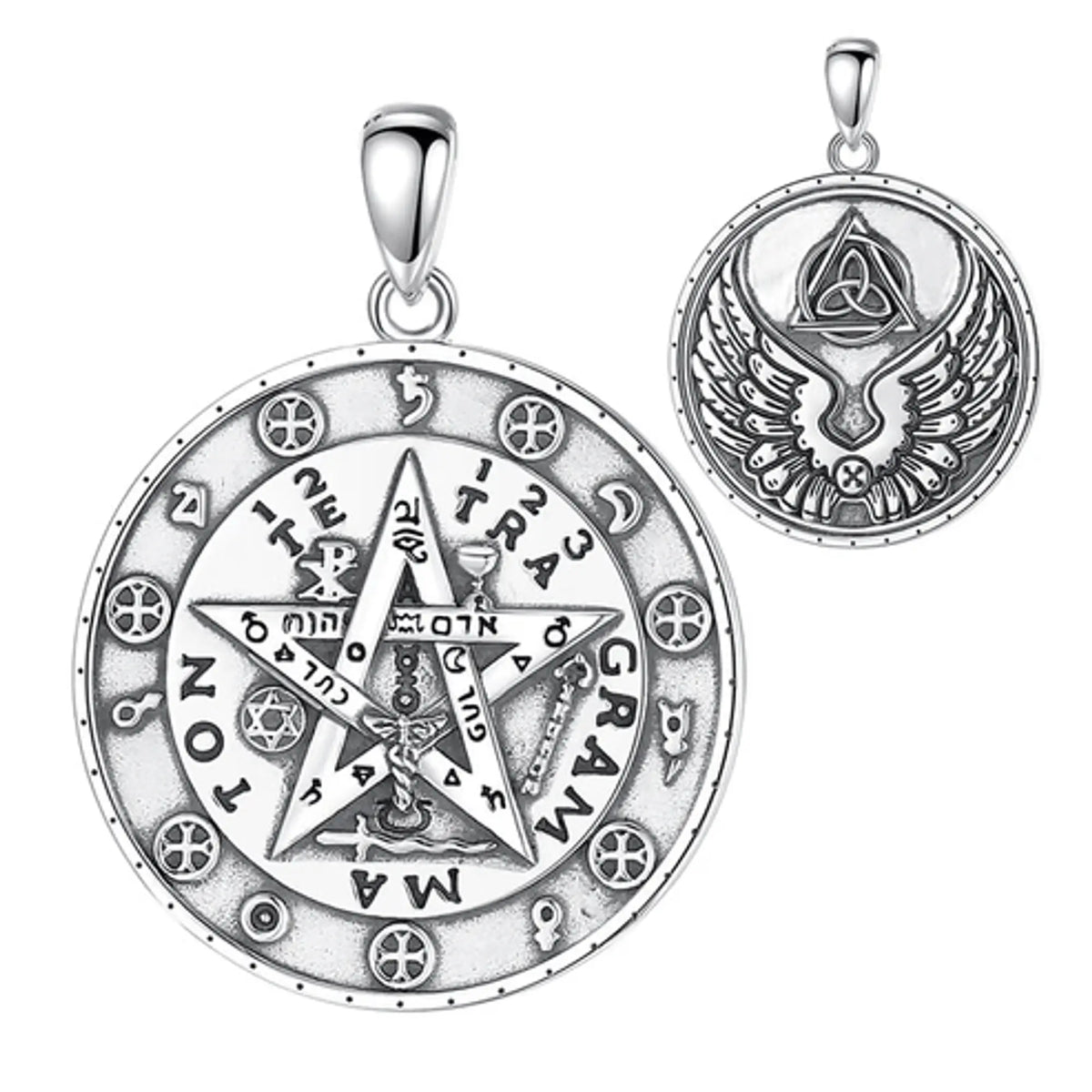 Colgante Tetragramatón Ovalado de Protección Plata 925